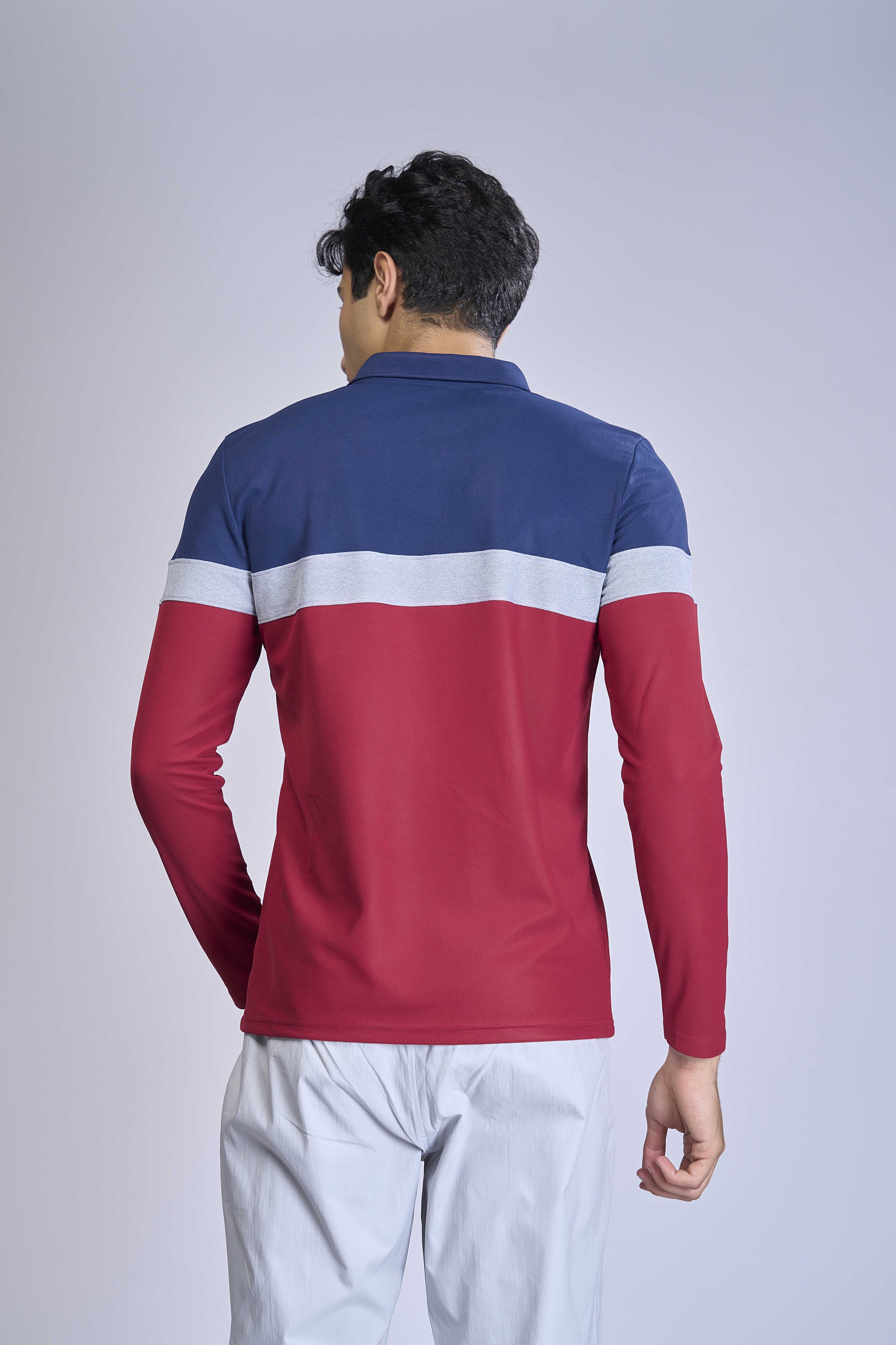 Men Colorblock Slim Fit Polo T-shirt with MATPIQ - Image 2
