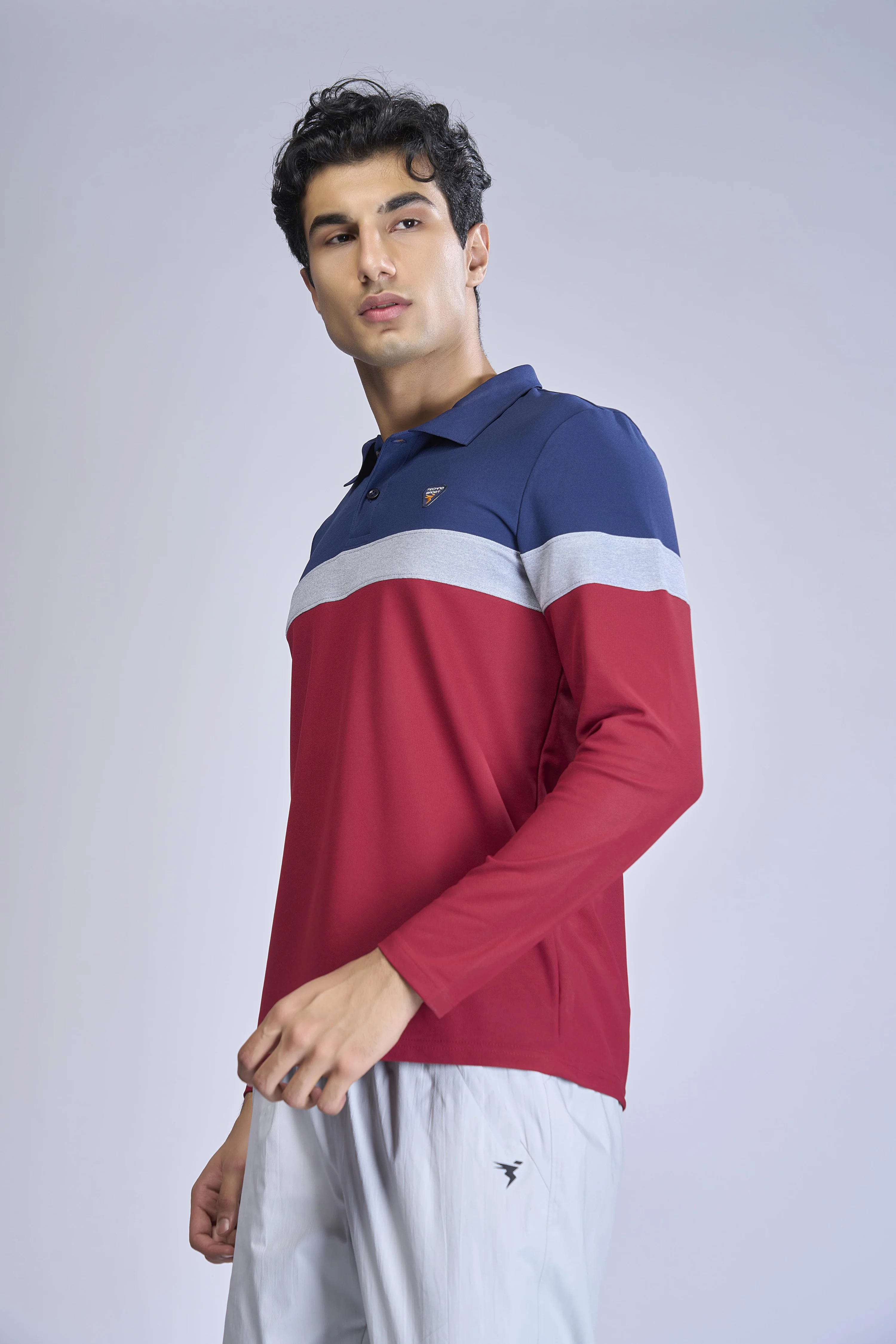 Men Colorblock Slim Fit Polo T-shirt with MATPIQ - Image 3