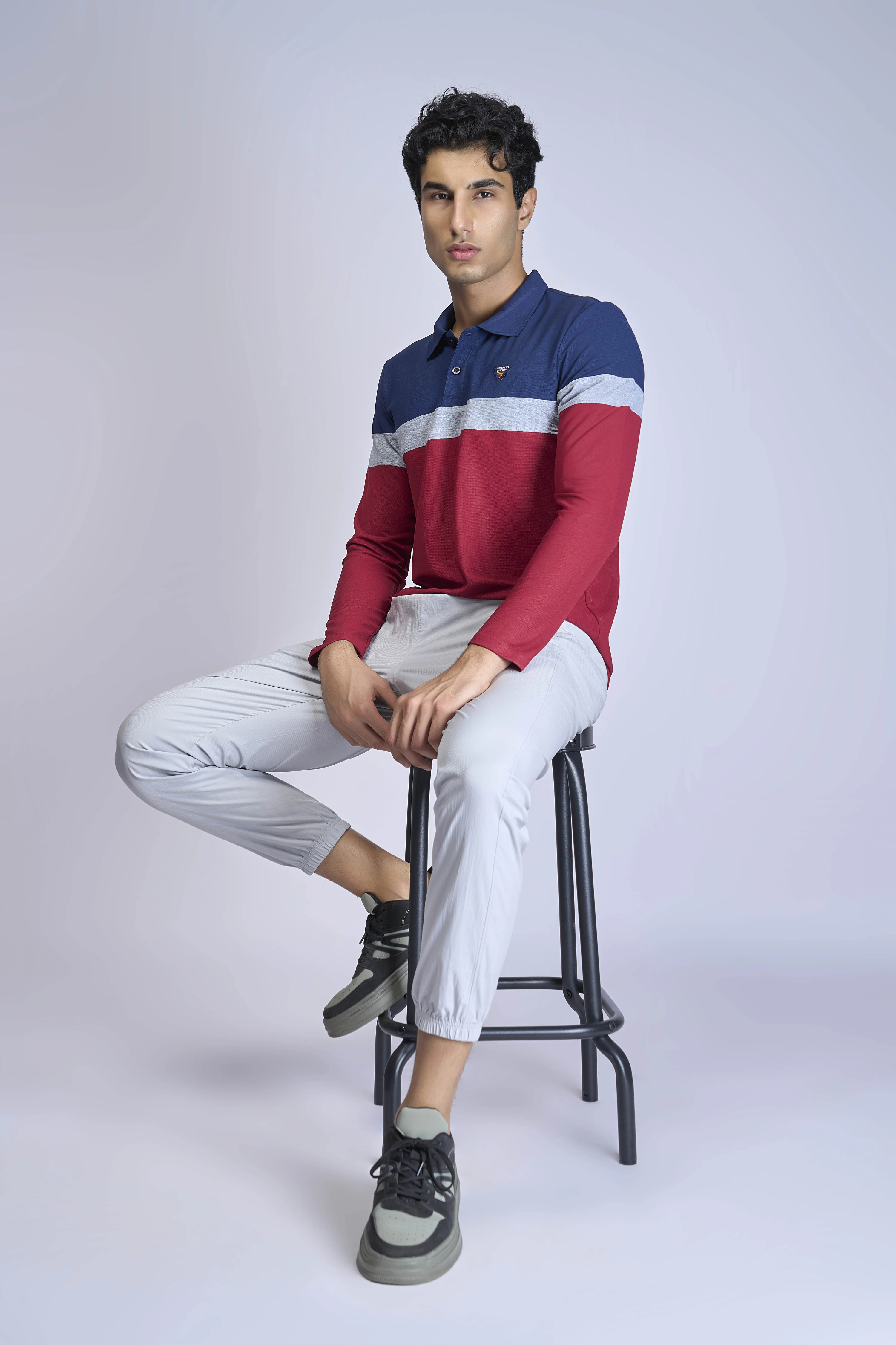 Men Colorblock Slim Fit Polo T-shirt with MATPIQ - Image 4