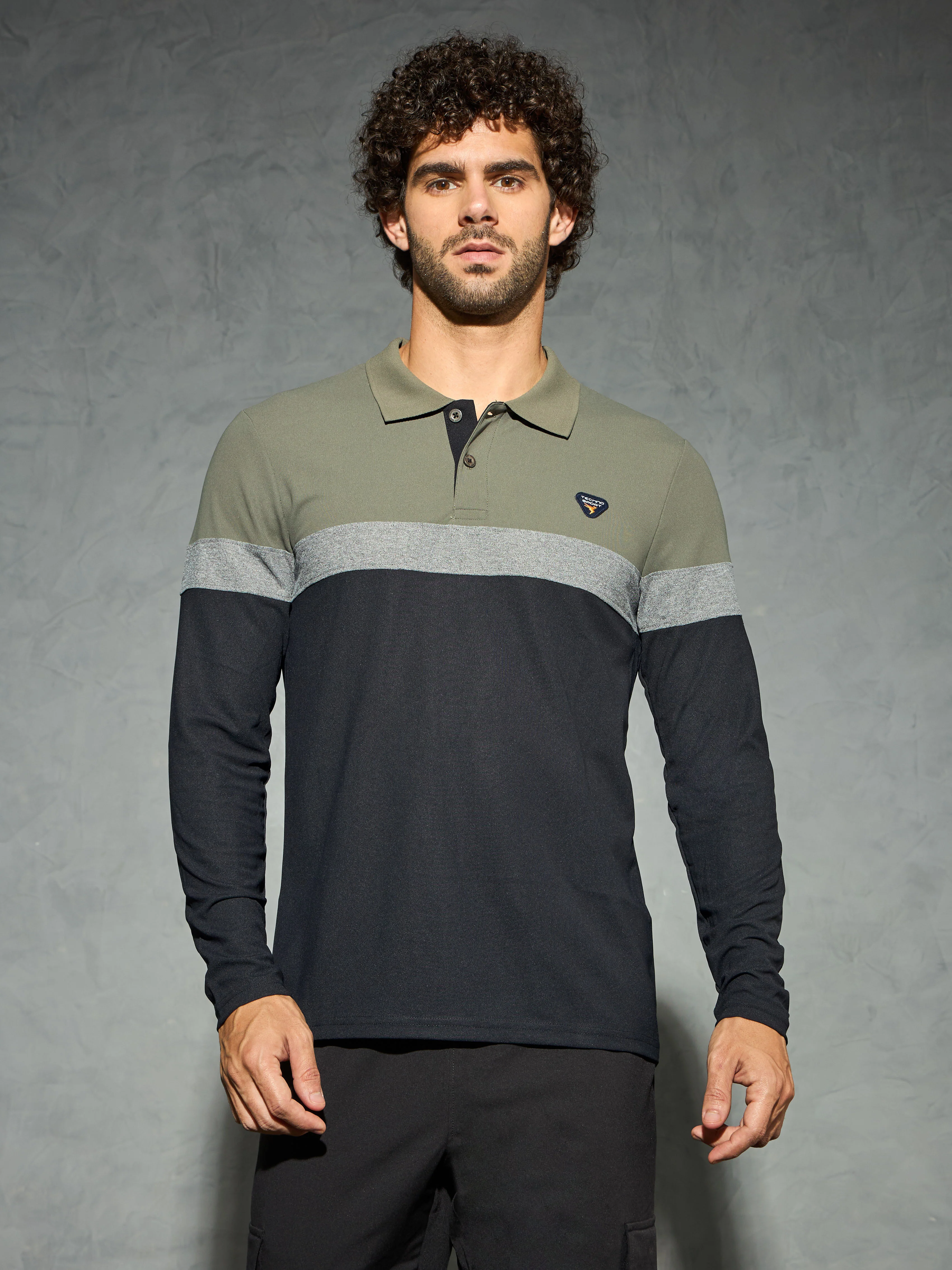 Men Colorblock Slim Fit Polo T-shirt with MATPIQ - Image 2