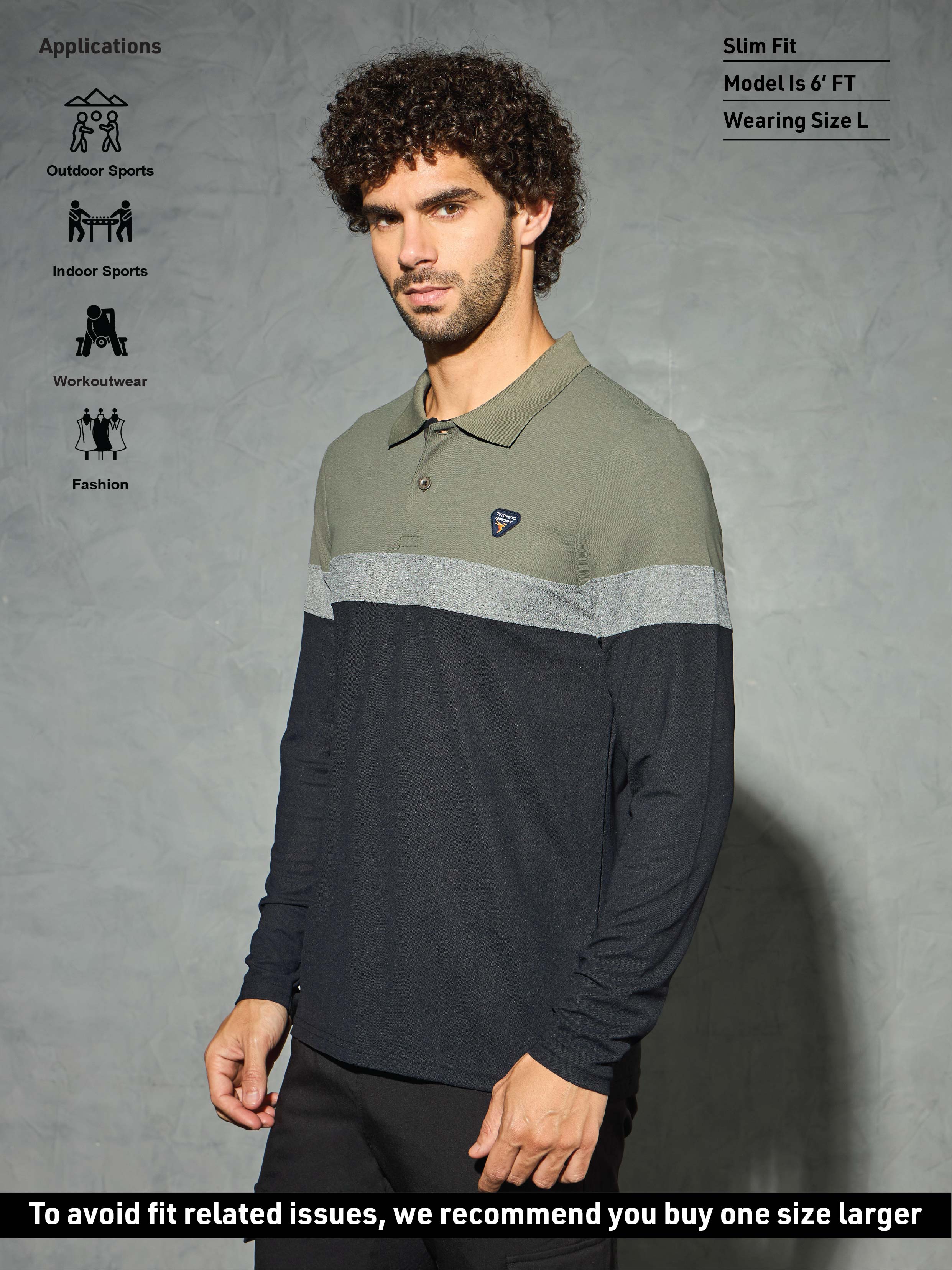 Men Colorblock Slim Fit Polo T-shirt with MATPIQ - Image 4