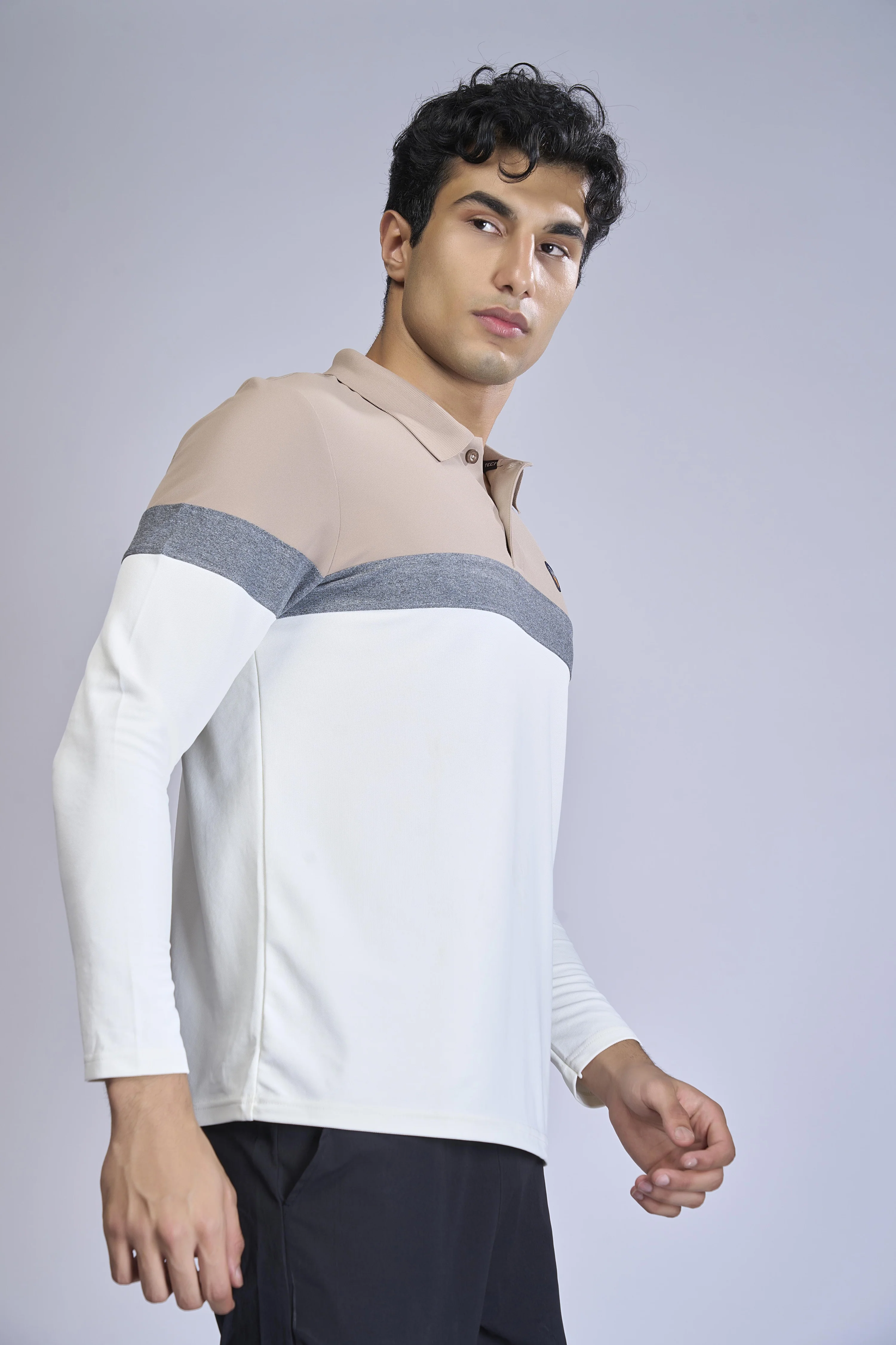 Men Colorblock Slim Fit Polo T-shirt with MATPIQ - Image 3