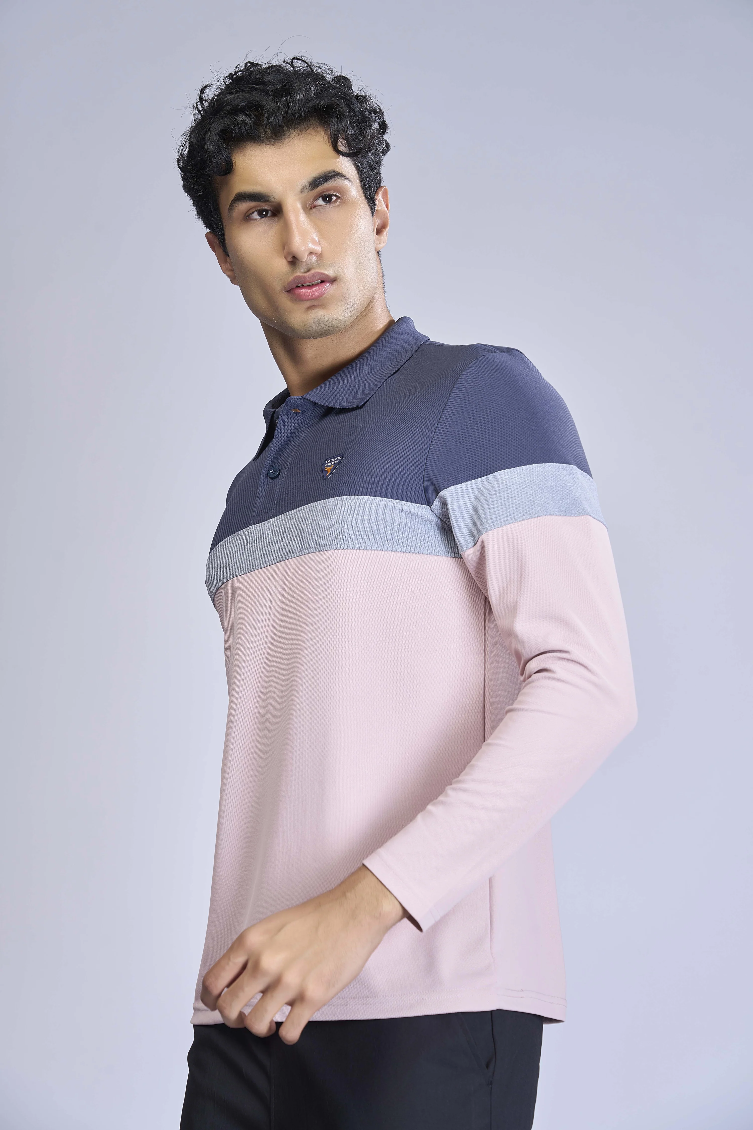 Men Colorblock Slim Fit Polo T-shirt with MATPIQ - Image 3