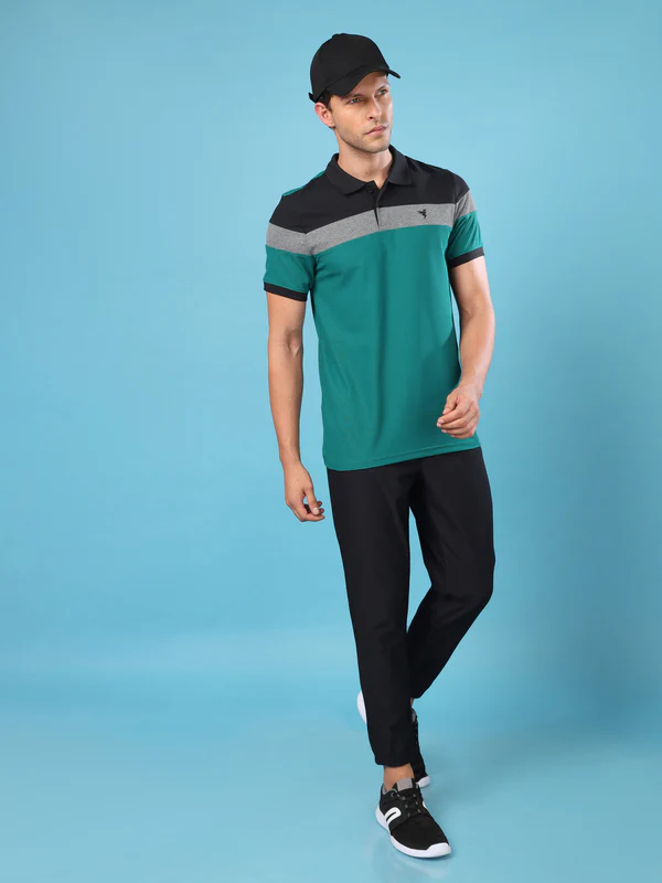 Men Colorblock Slim Fit Polo T-shirt with MATPIQ - Image 4