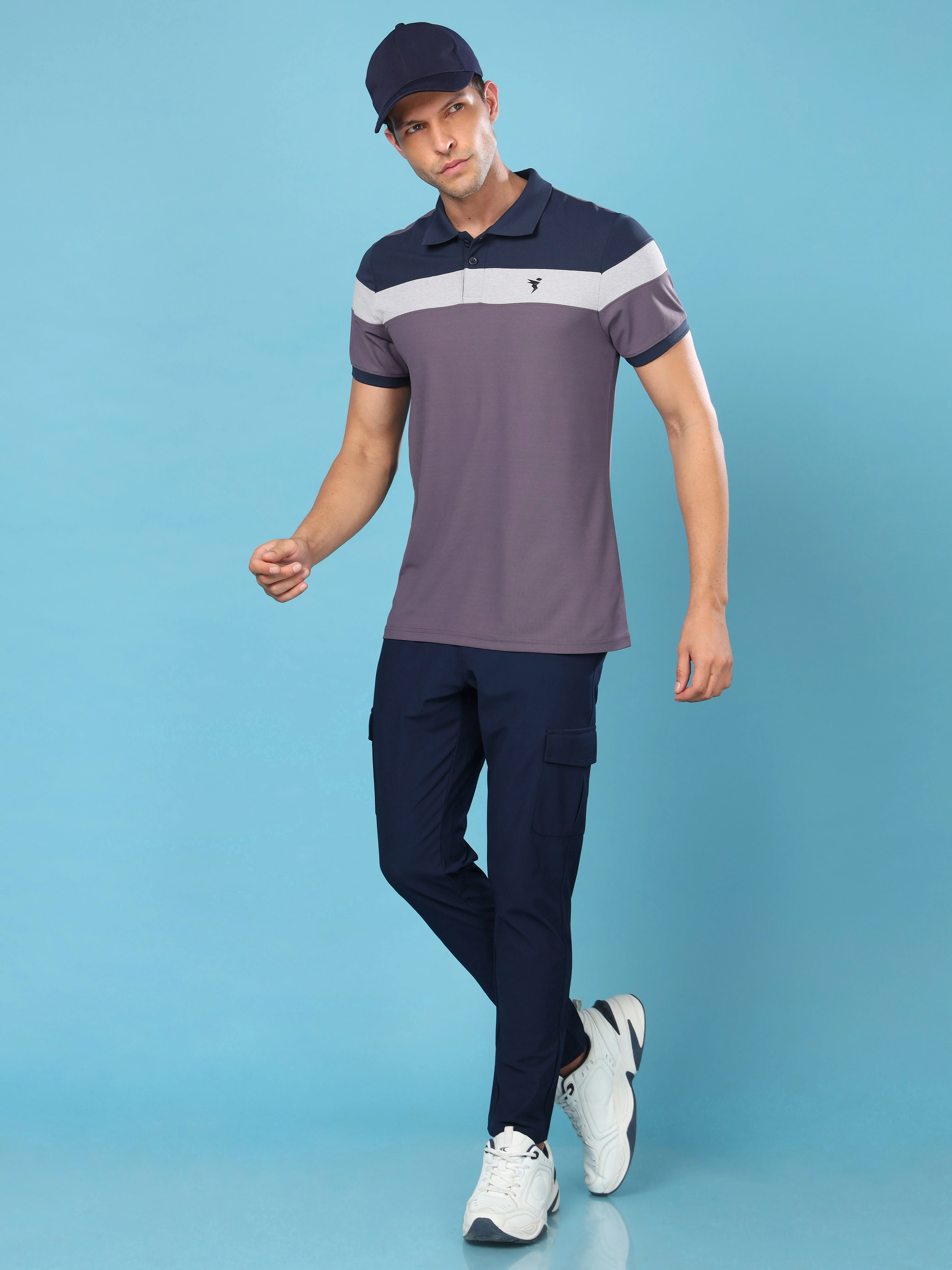 Men Colorblock Slim Fit Polo T-shirt with MATPIQ - Image 4