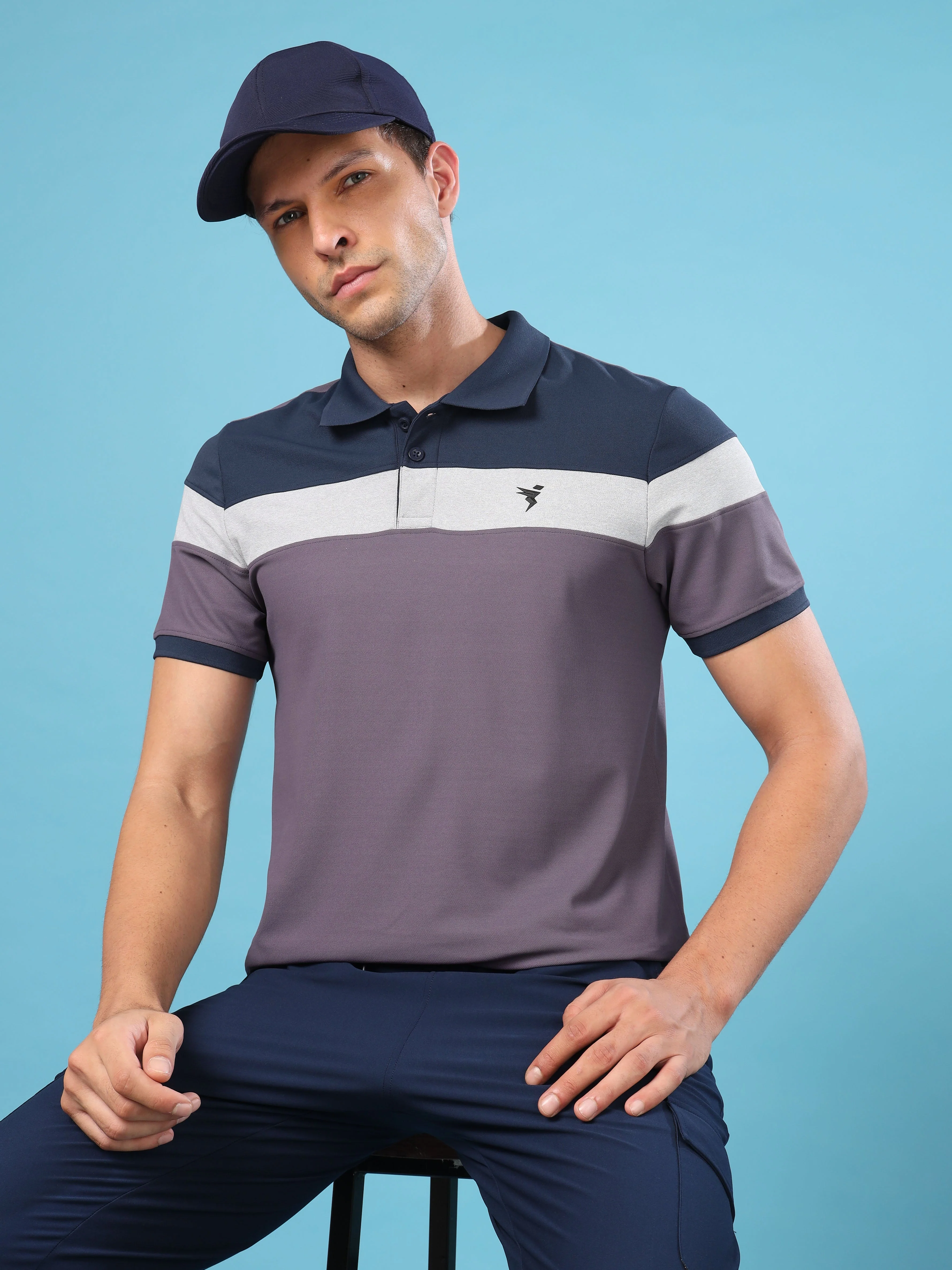 Men Colorblock Slim Fit Polo T-shirt with MATPIQ - Image 5