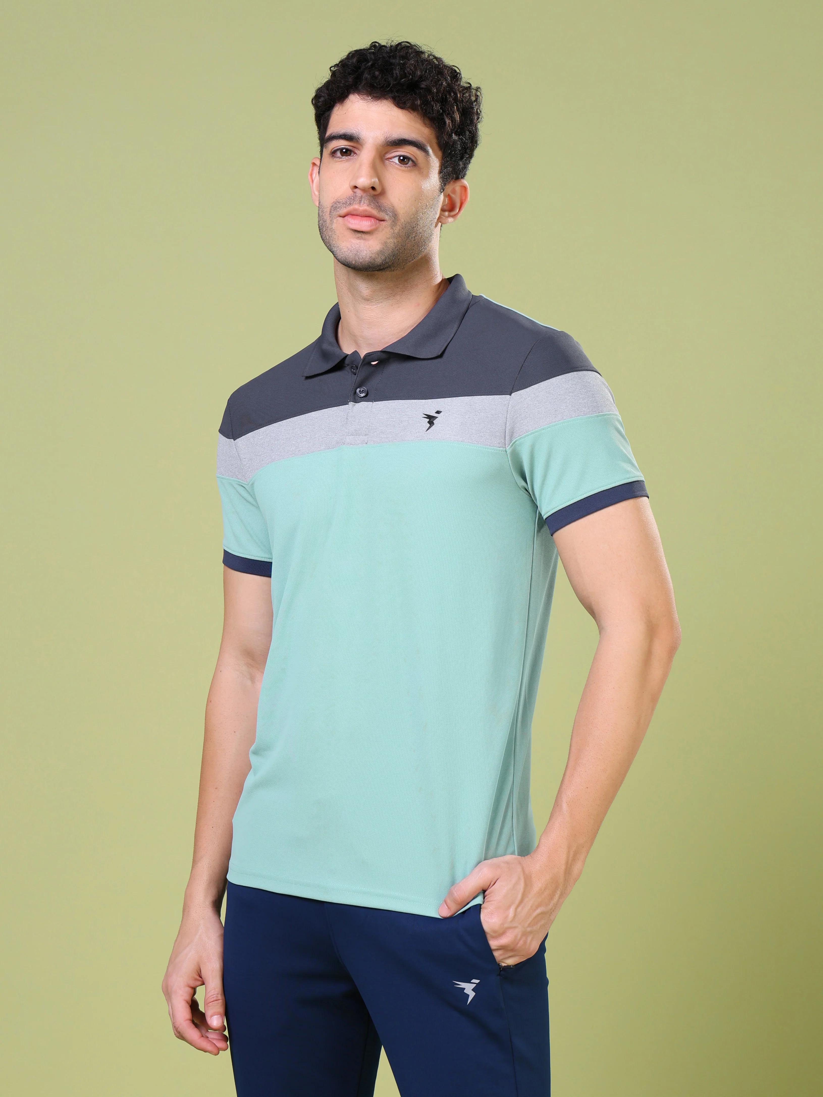 Men Colorblock Slim Fit Polo T-shirt with MATPIQ - Image 4