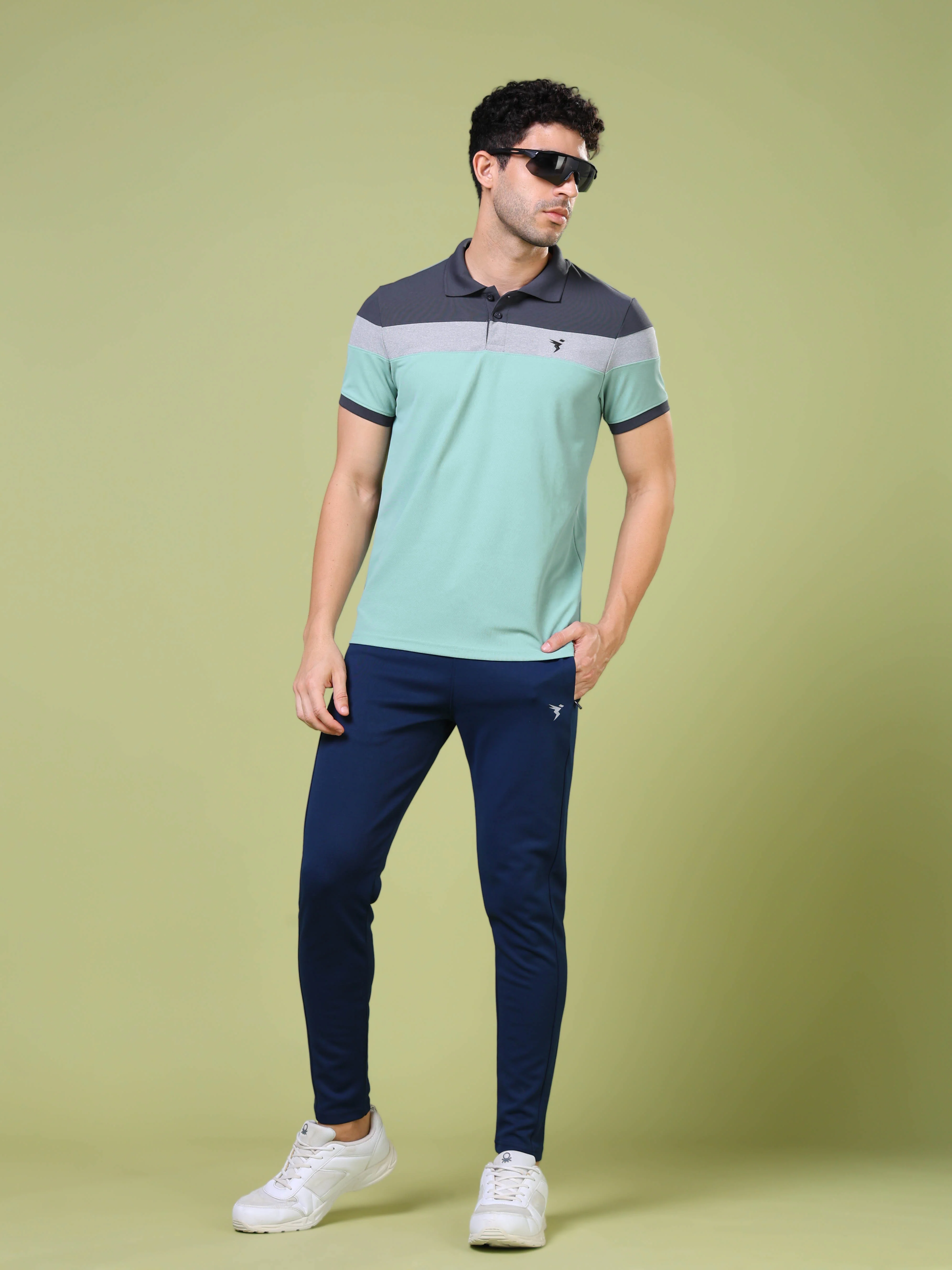 Men Colorblock Slim Fit Polo T-shirt with MATPIQ - Image 5