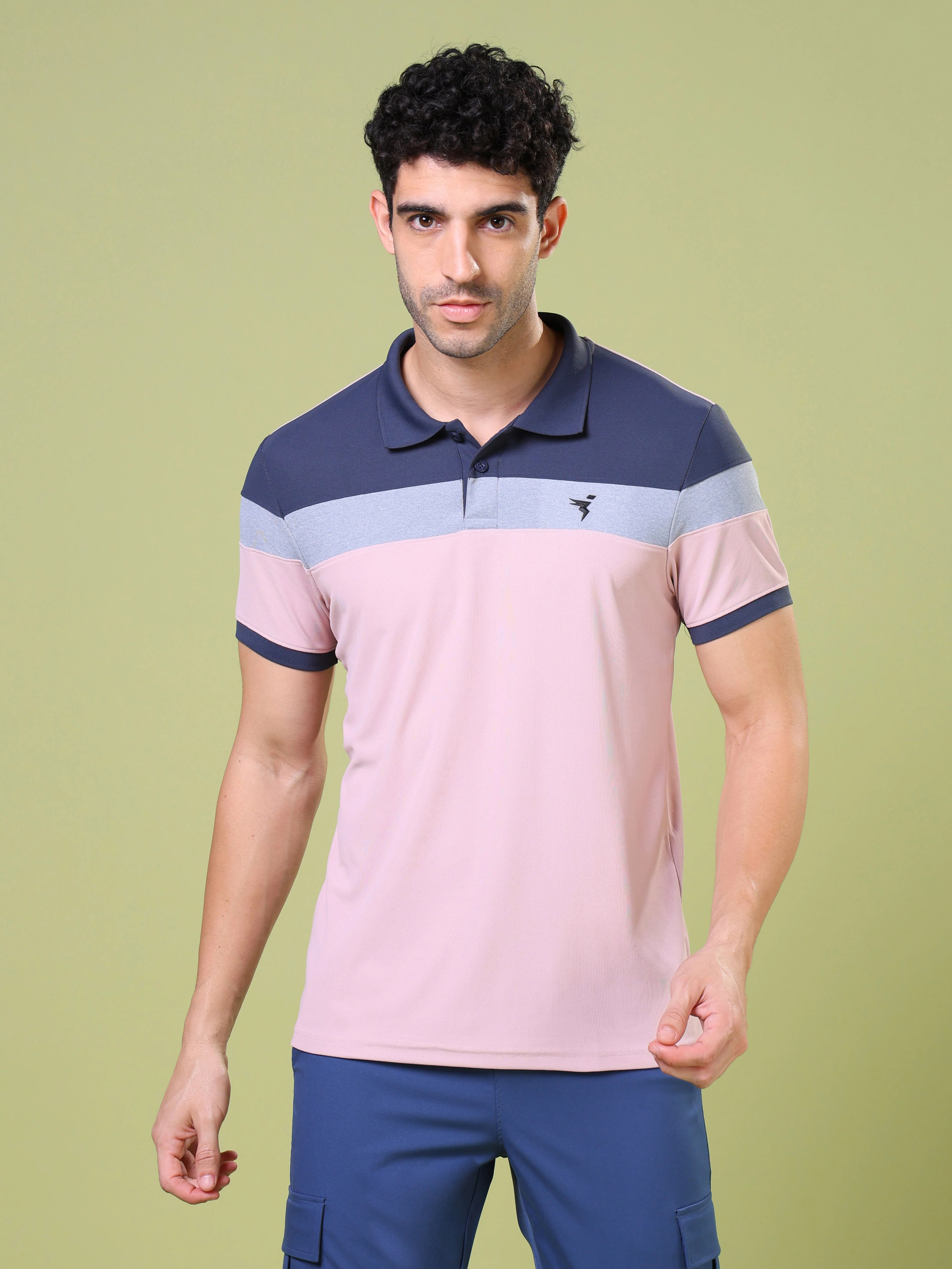 Men Colorblock Slim Fit Polo T-shirt with MATPIQ - Image 3