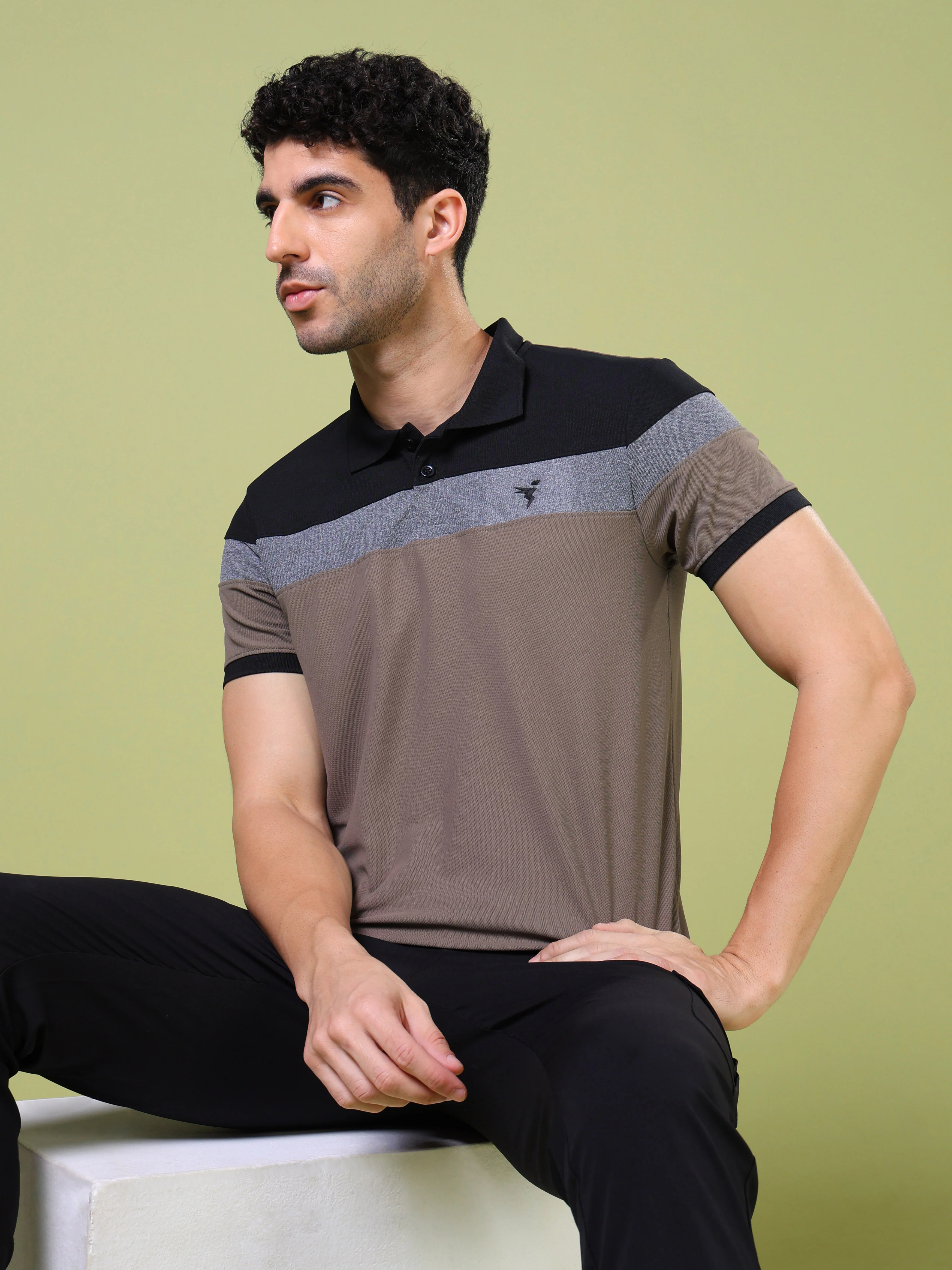 Men Colorblock Slim Fit Polo T-shirt with MATPIQ - Image 6