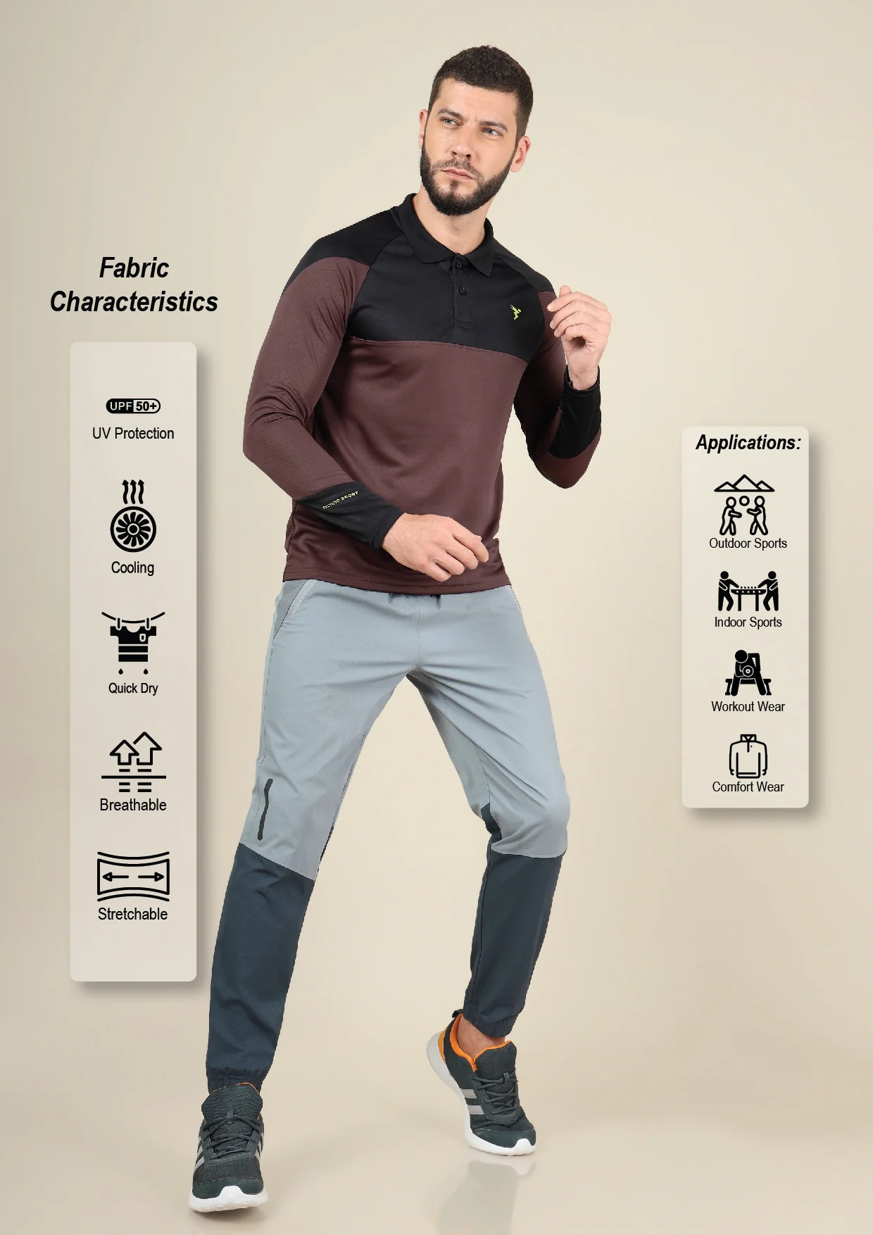 Men Colorblock Slim Fit Polo T-shirt with TECHNO COOL+ - Image 4