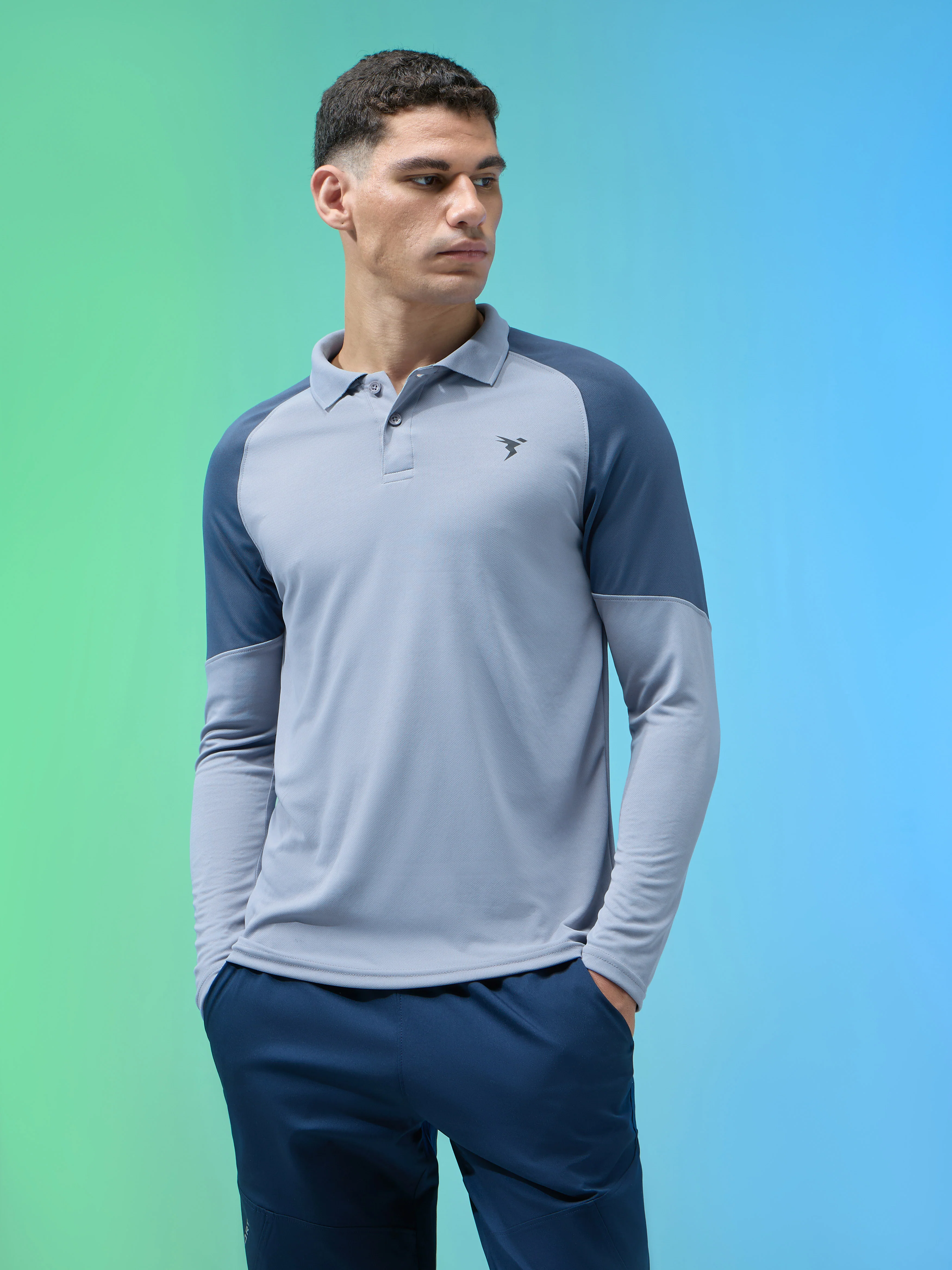 Men Colorblock Slim Fit Polo T-shirt with TECHNO COOL+ - Image 2