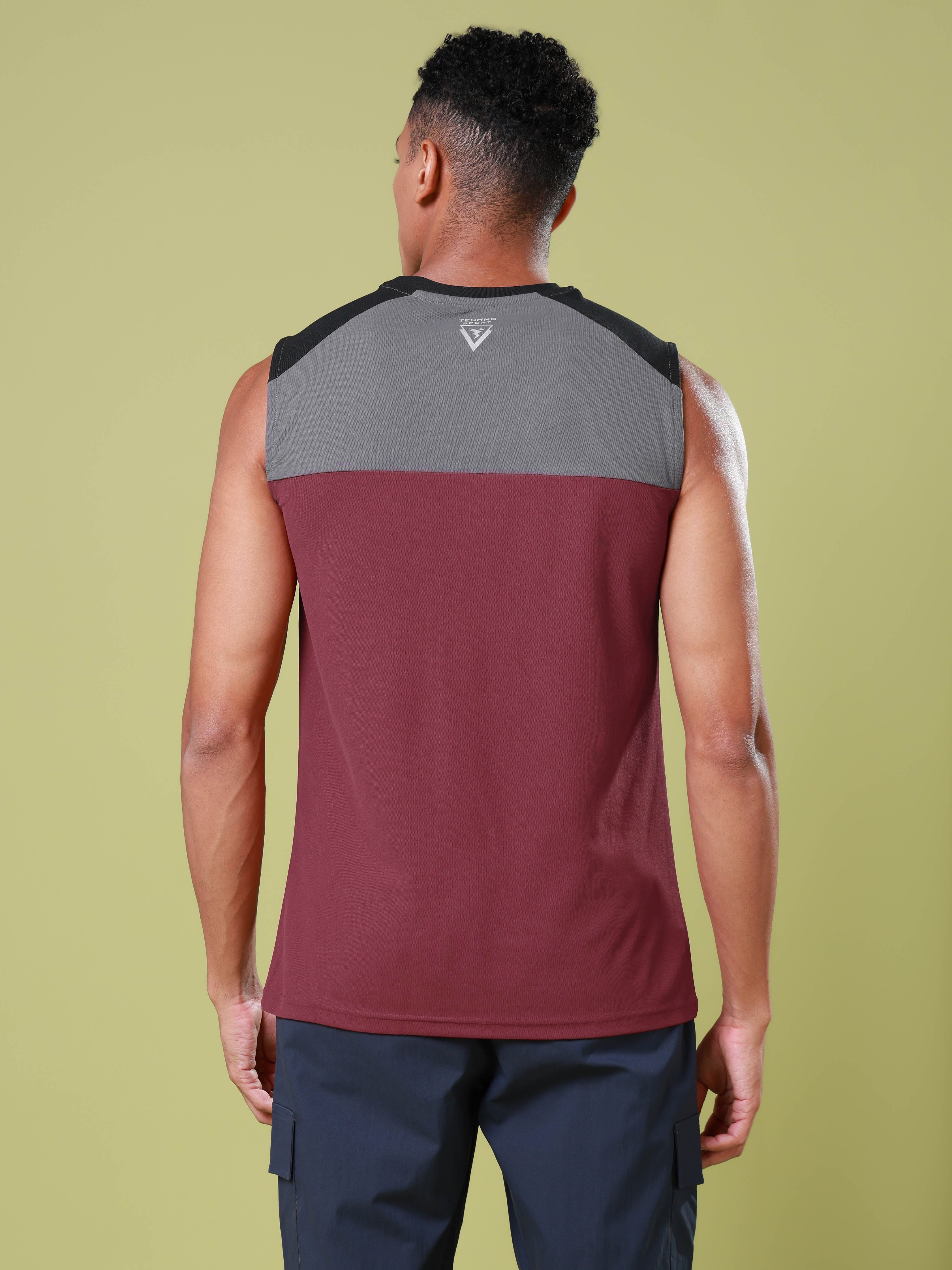 Men Colorblock Slim Fit Round Neck Sports Innerwear Vest with MATPIQ - Image 3