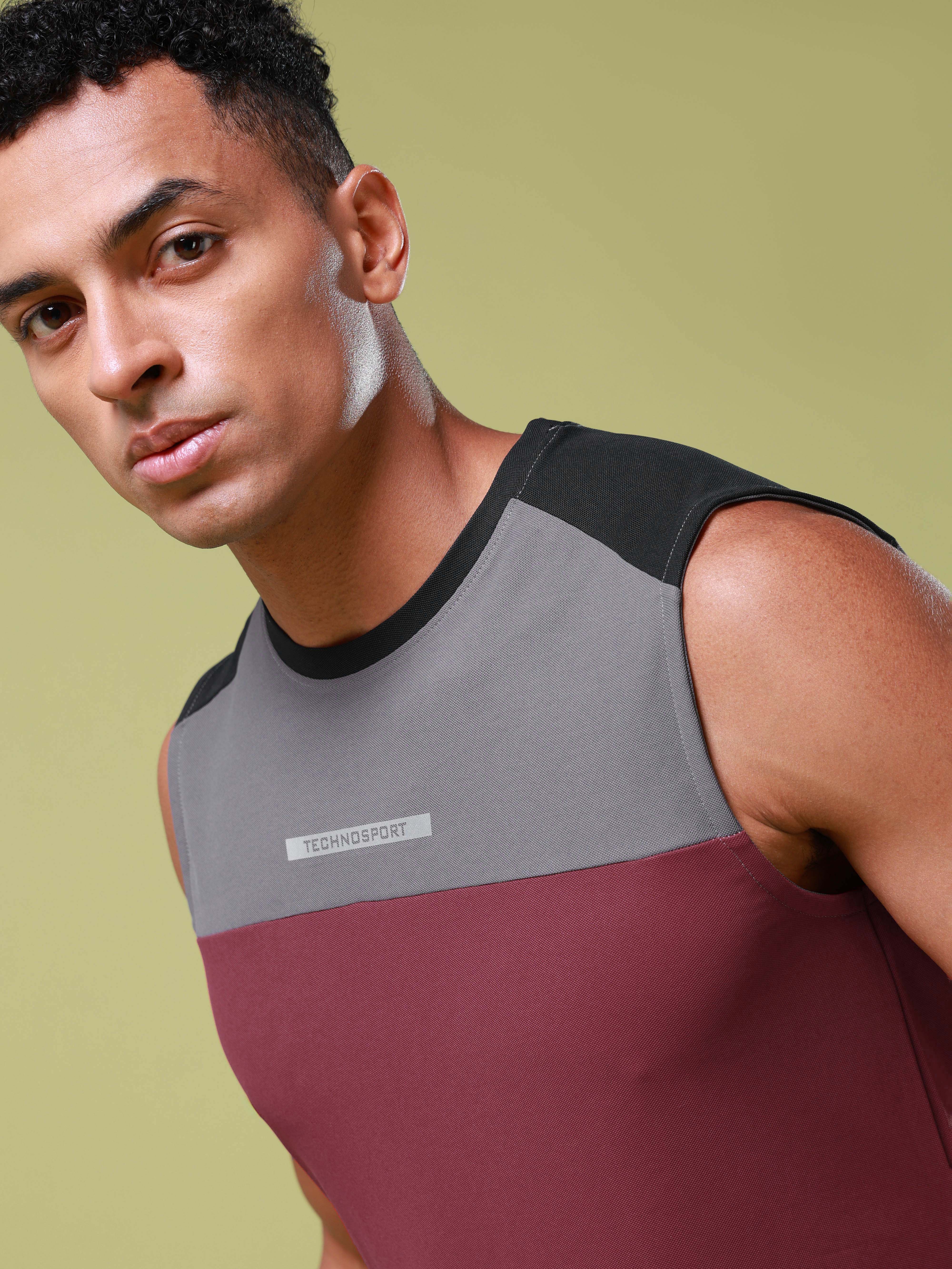 Men Colorblock Slim Fit Round Neck Sports Innerwear Vest with MATPIQ - Image 6