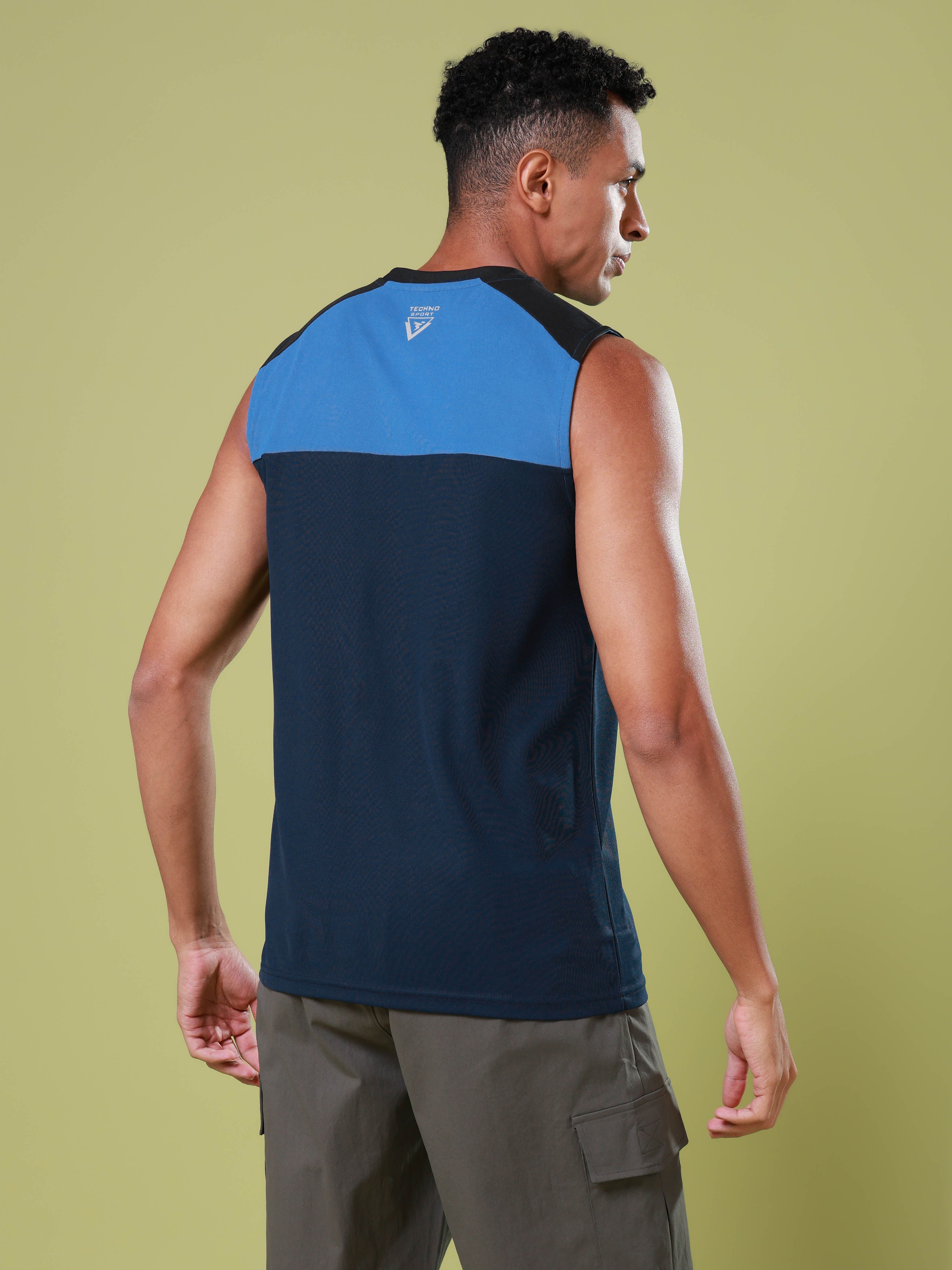 Men Colorblock Slim Fit Round Neck Sports Innerwear Vest with MATPIQ - Image 2