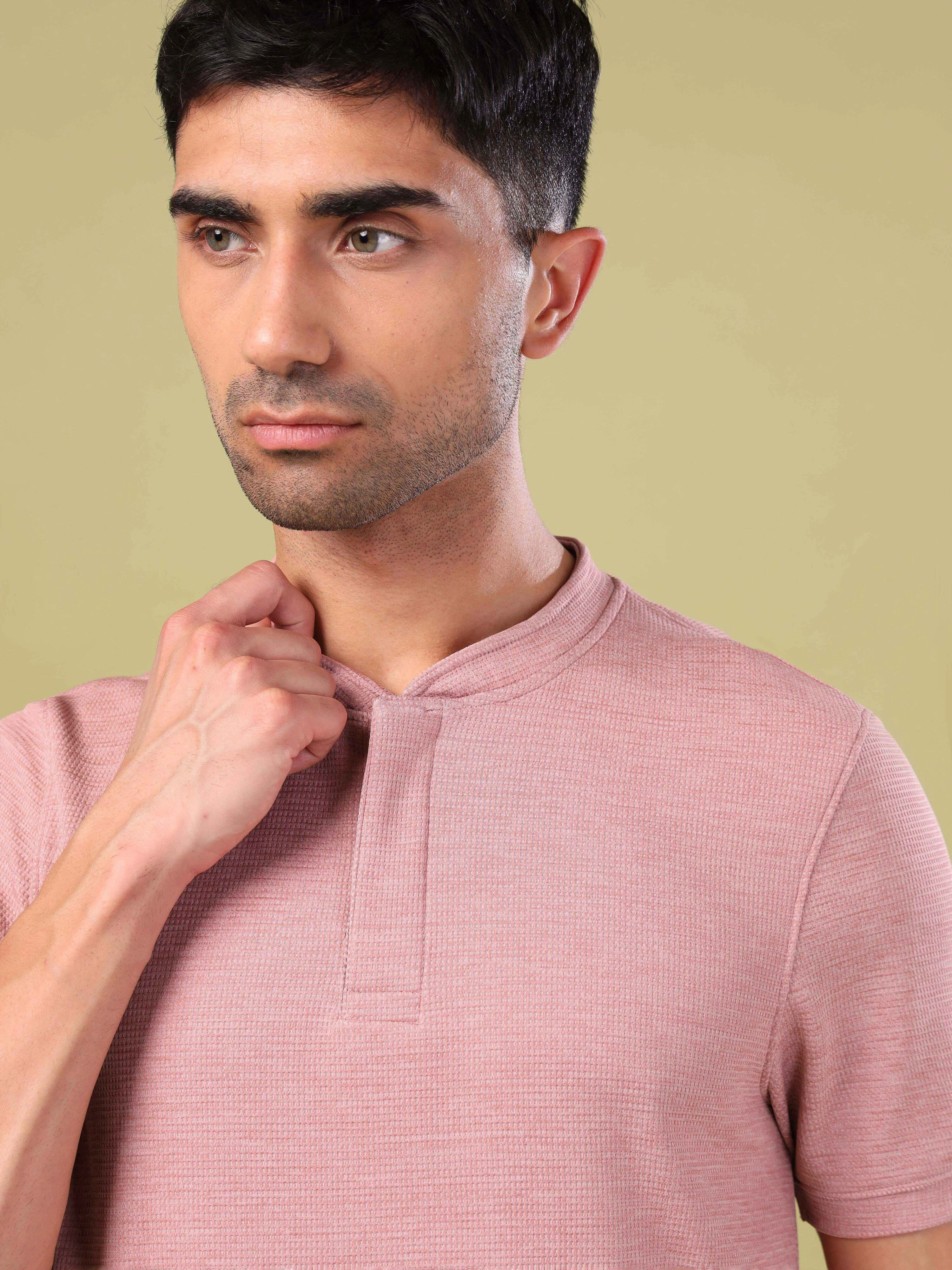 Men Cubic Melange Slim Fit Henley Neck Sports T-shirt with DOUBLE COOL - Image 6