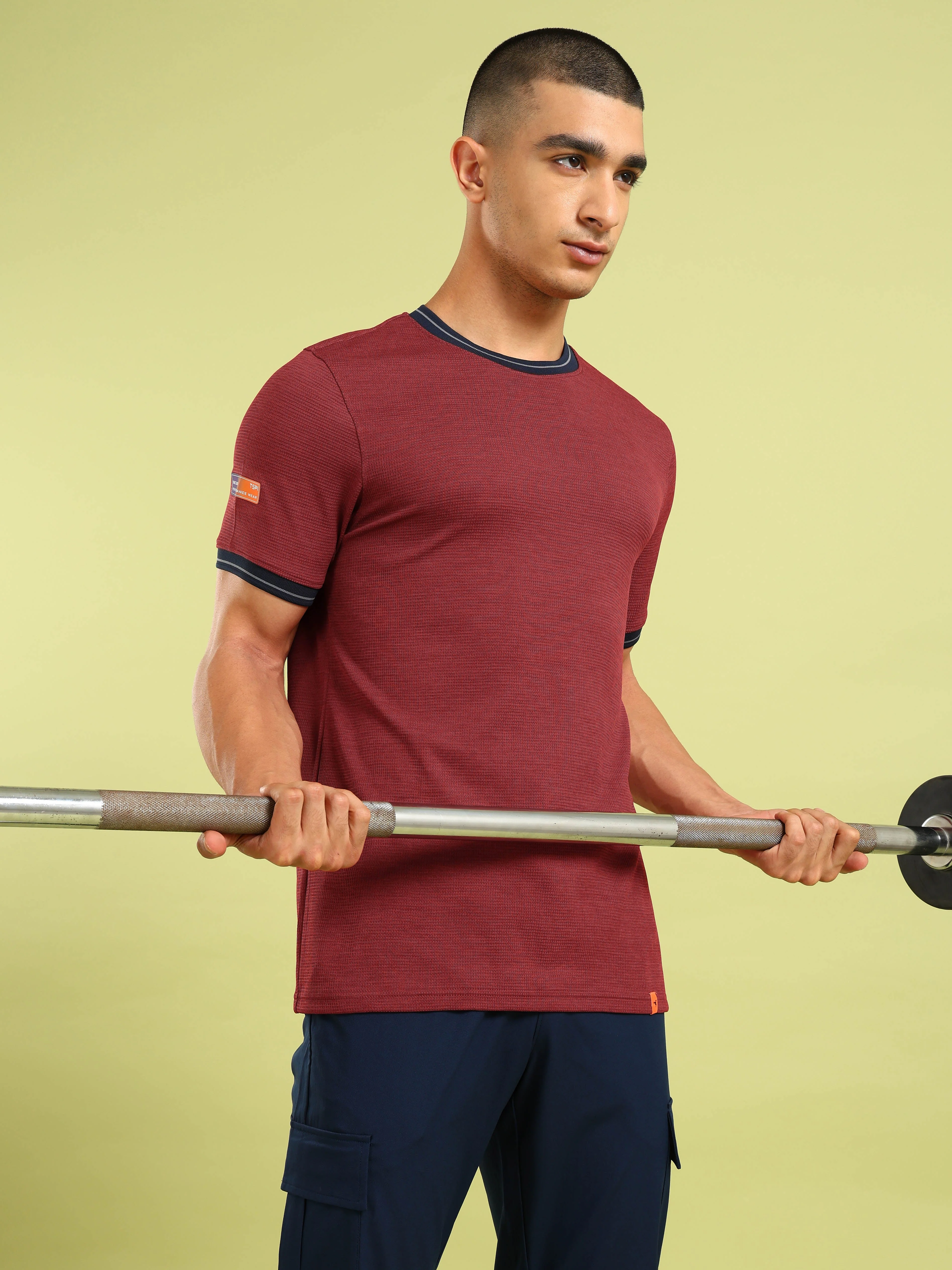Men Cubic Melange Slim Fit Round Neck Sports T-shirt with DOUBLE COOL - Image 2