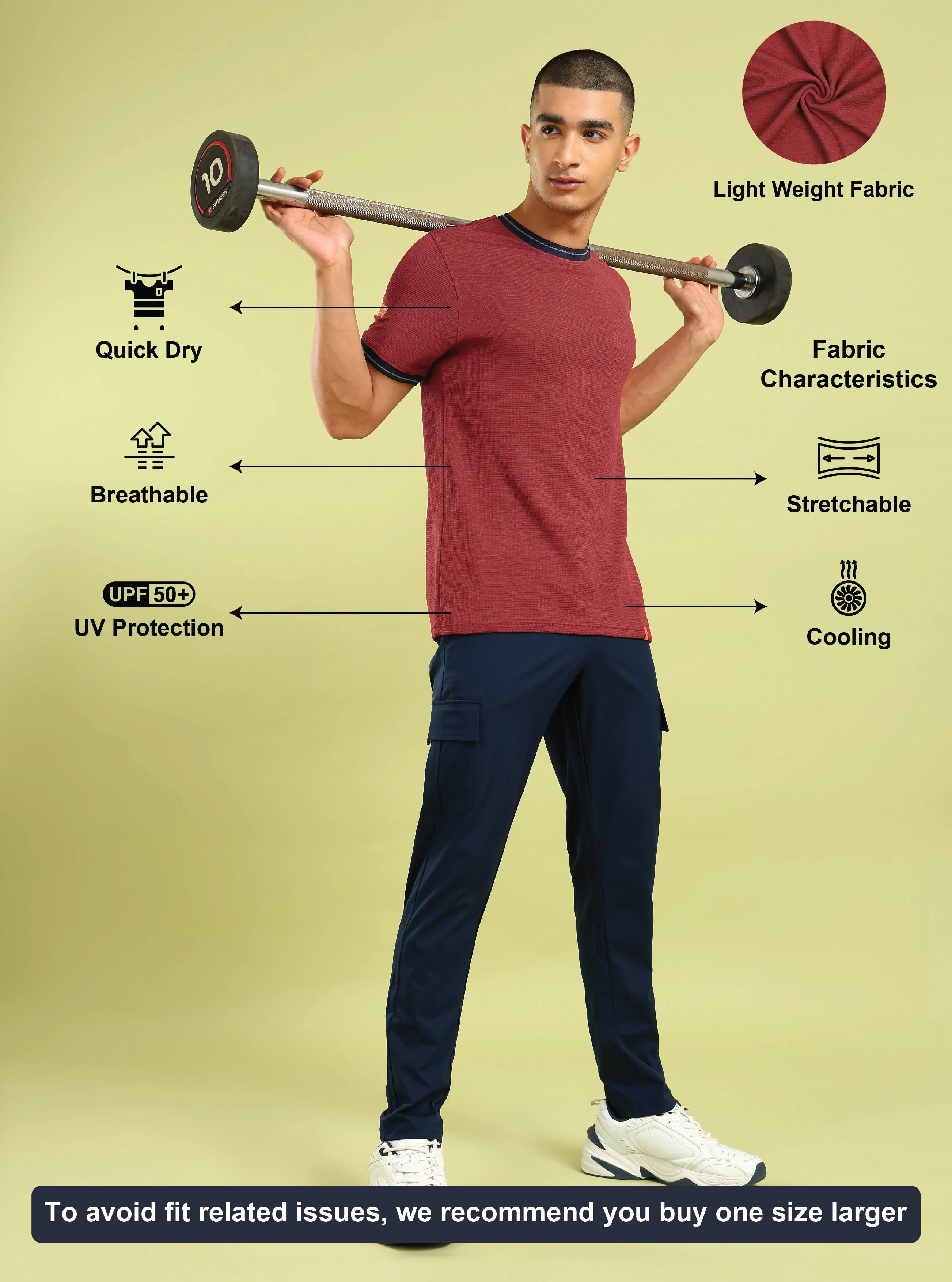 Men Cubic Melange Slim Fit Round Neck Sports T-shirt with DOUBLE COOL - Image 5