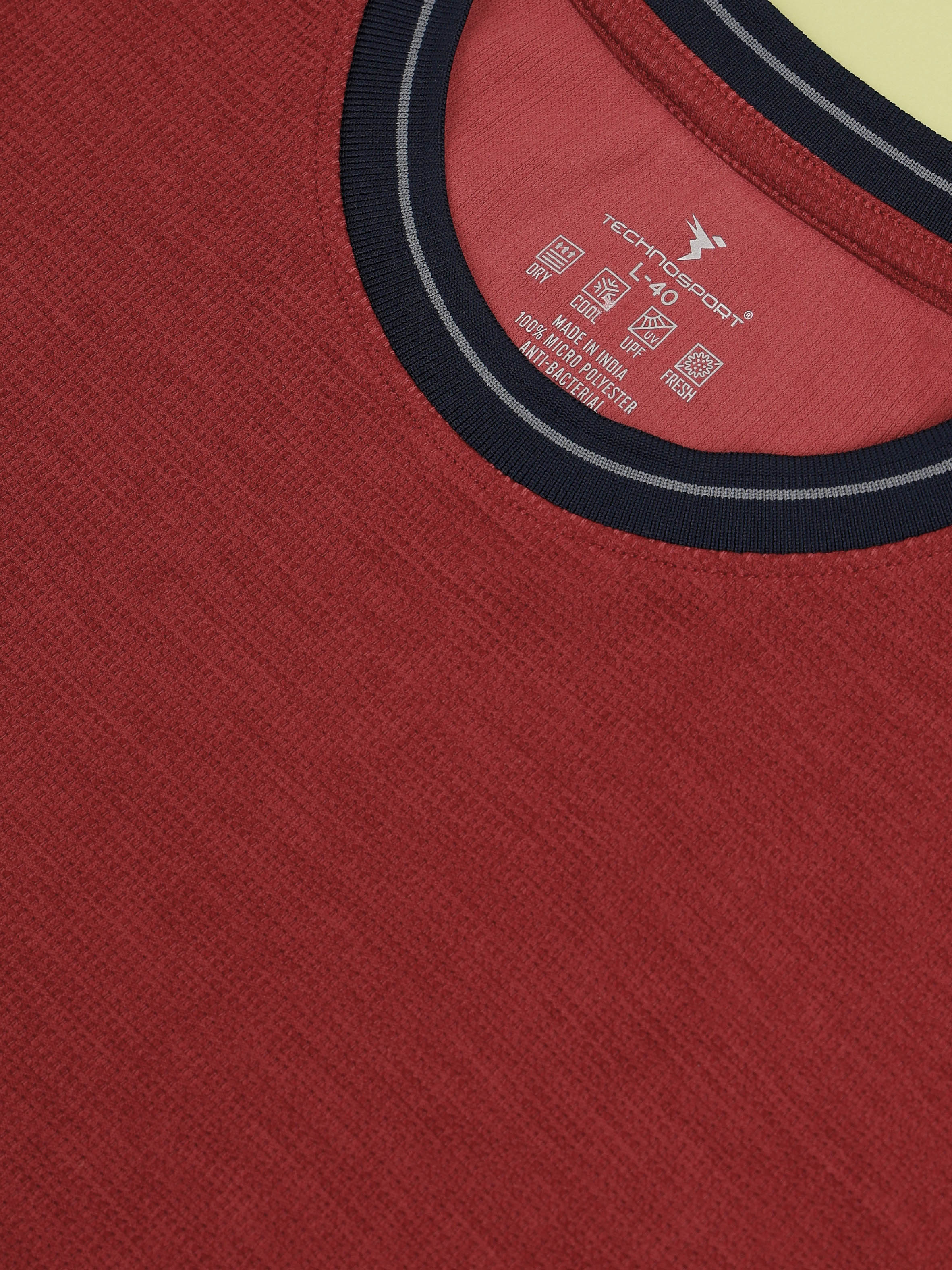 Men Cubic Melange Slim Fit Round Neck Sports T-shirt with DOUBLE COOL - Image 9