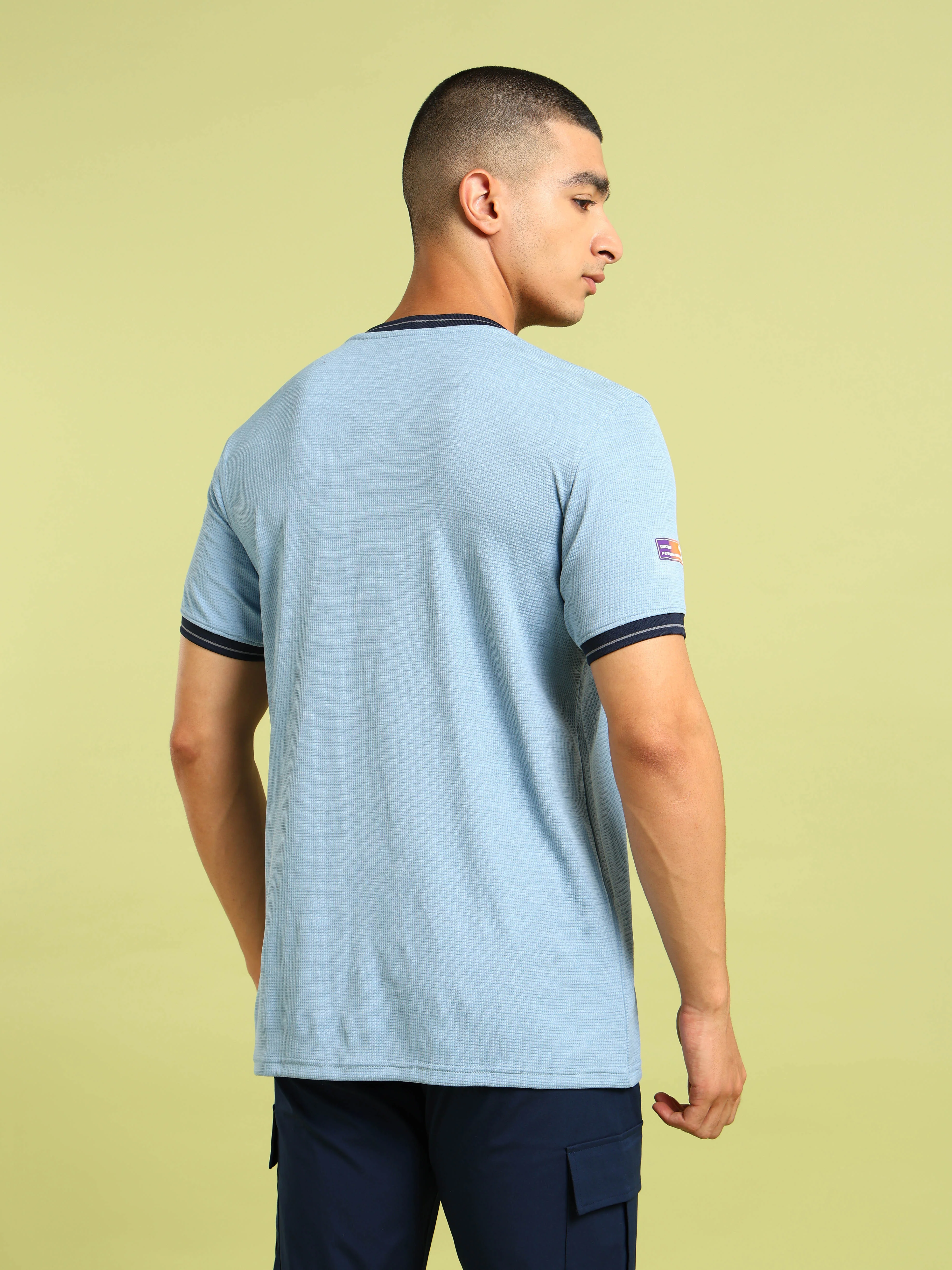 Men Cubic Melange Slim Fit Round Neck Sports T-shirt with DOUBLE COOL - Image 3