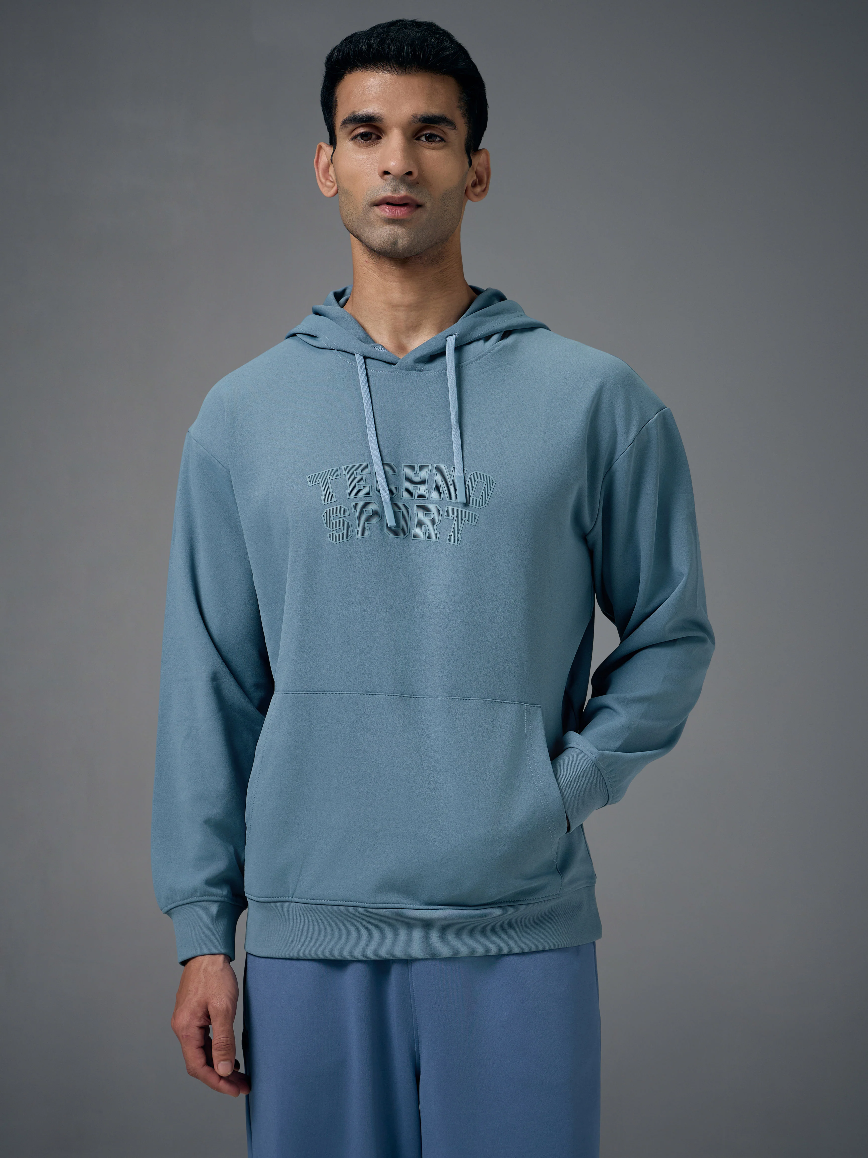 Men Hooded Slim Fit Printed Sweatshirt with ELASTOPLUS - Image 2