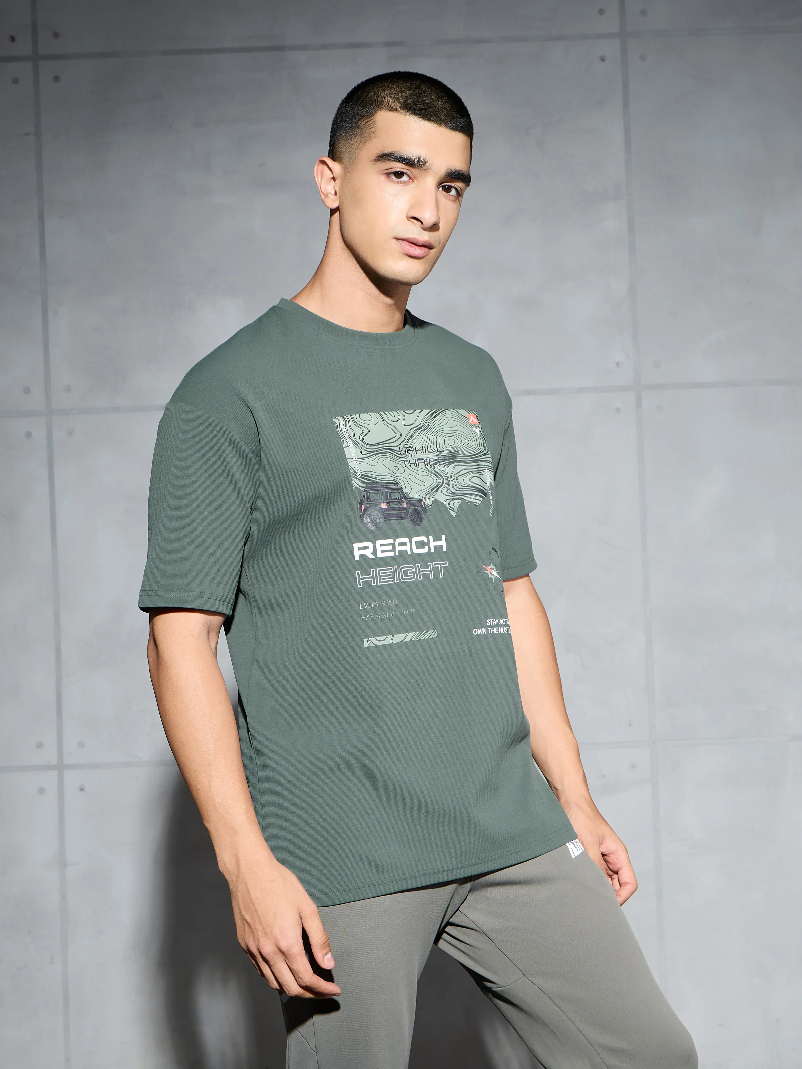 Men Printed Oversized Round Neck Sports T-shirt with ELASTO PLUS - Image 4