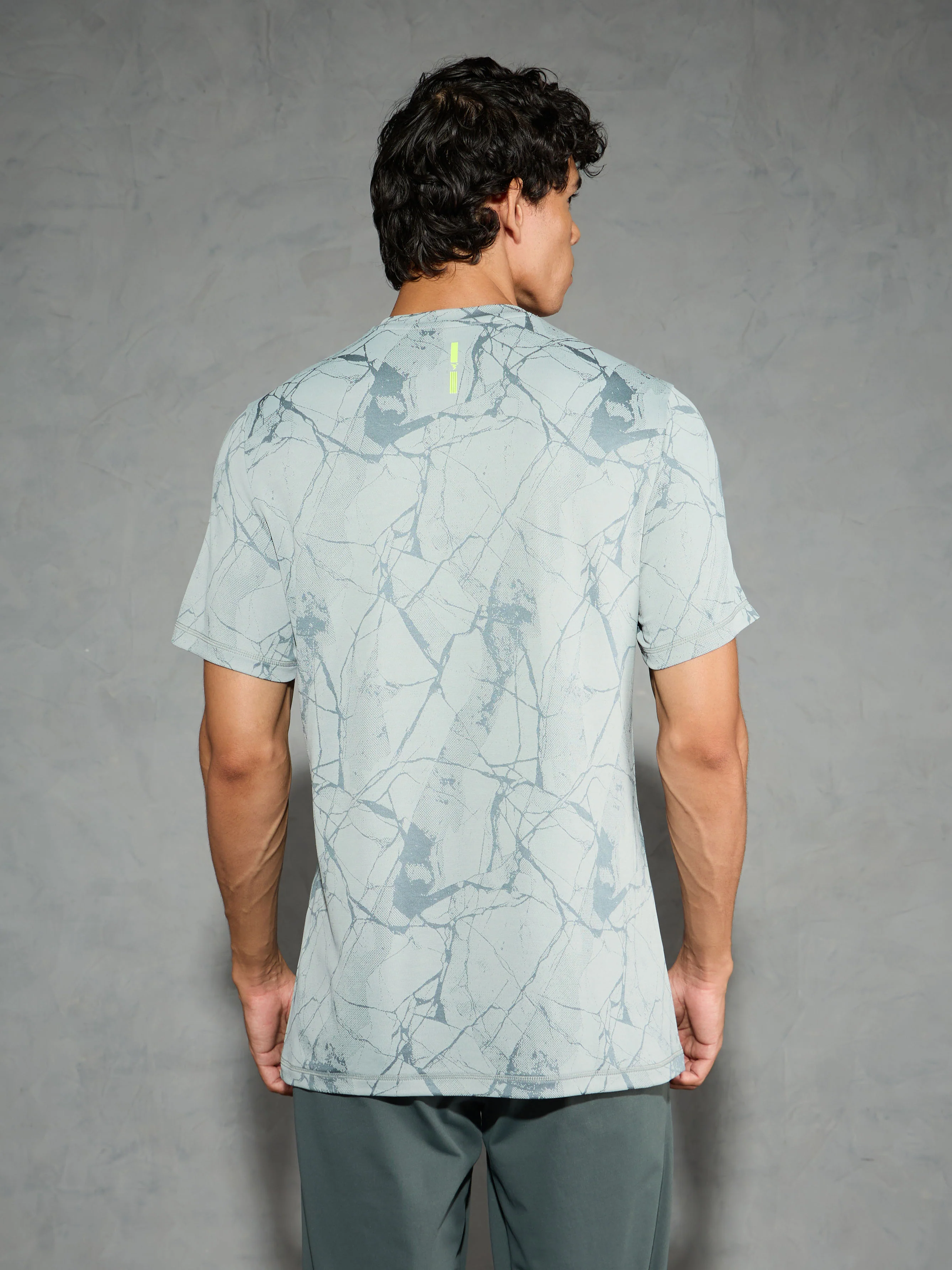 Men Jacquard Slim Fit Crew Neck T-shirt with DOUBLE COOL - Image 3