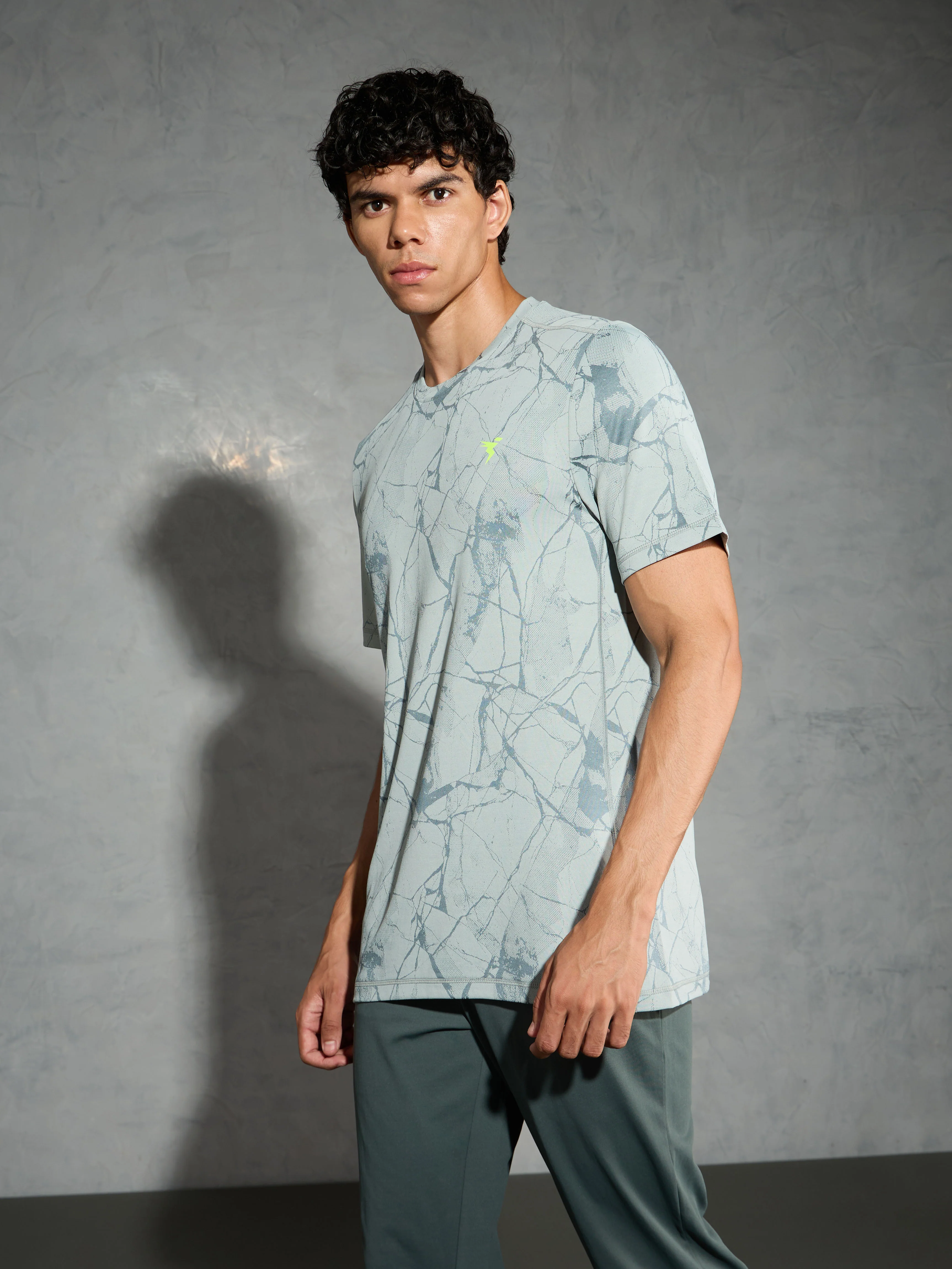 Men Jacquard Slim Fit Crew Neck T-shirt with DOUBLE COOL - Image 4