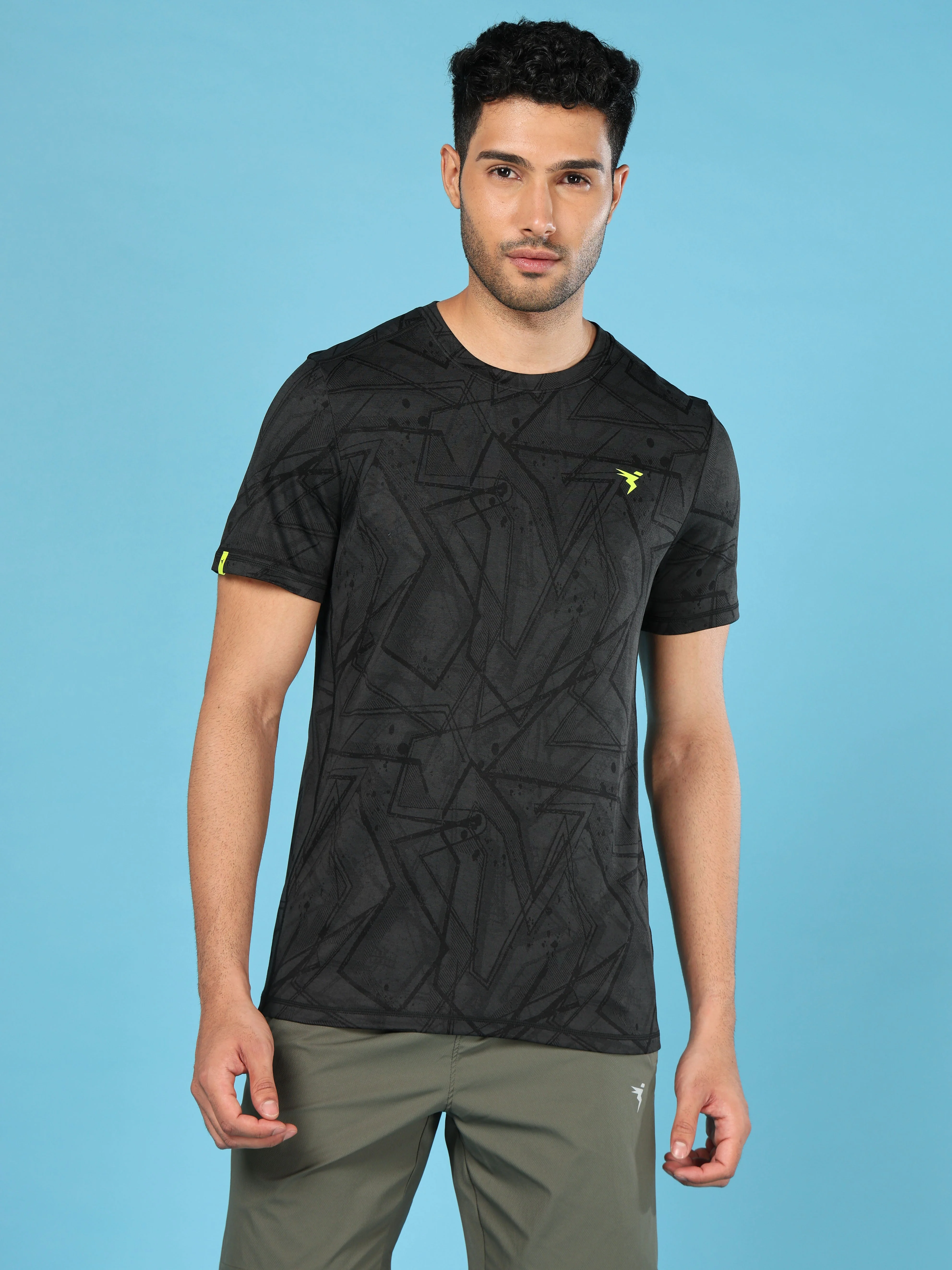 Men Jacquard Slim Fit Crew Neck T-shirt with DOUBLE COOL - Image 3