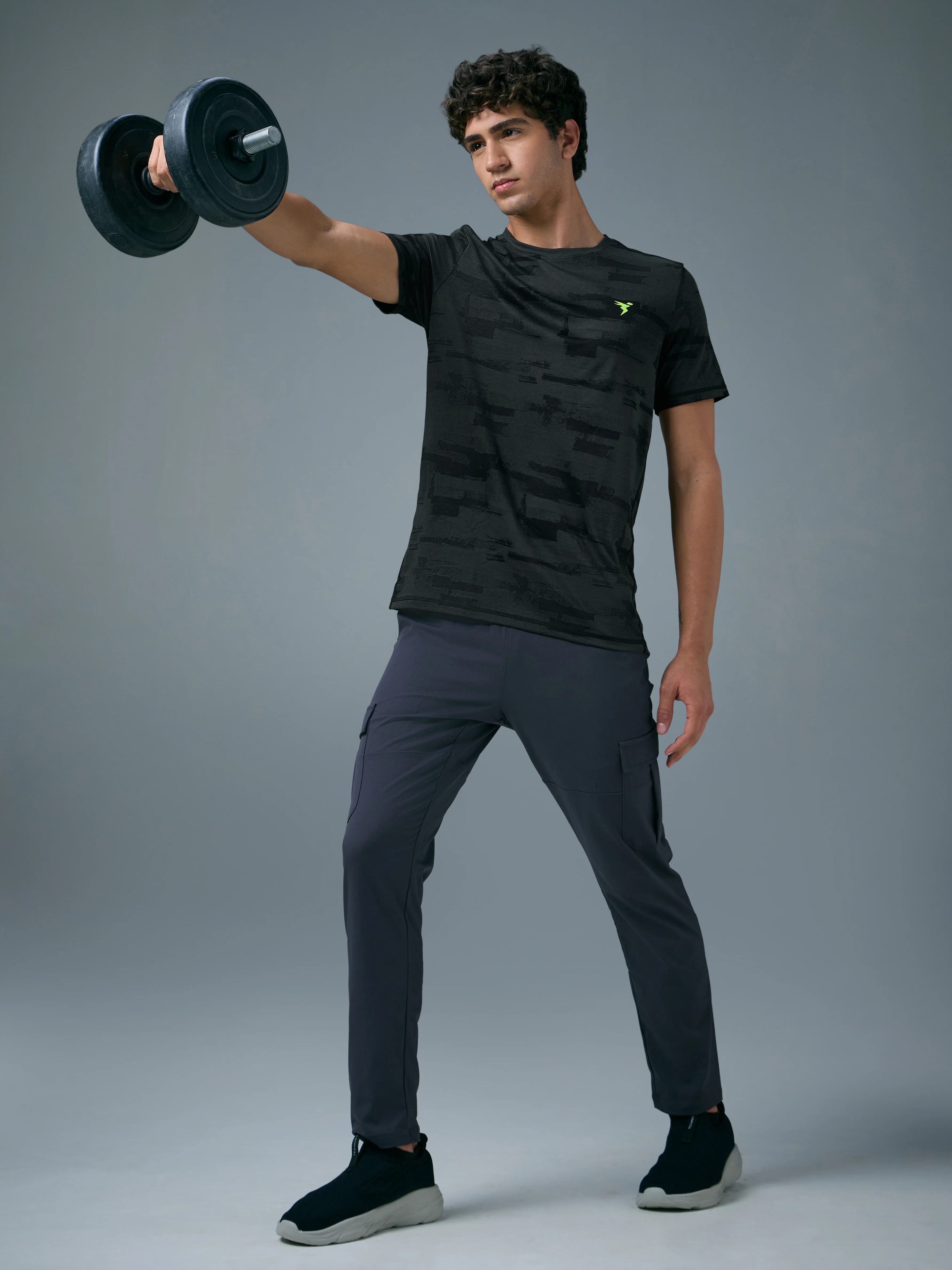 Men Jacquard Slim Fit Crew Neck T-shirt with DOUBLE COOL - Image 5