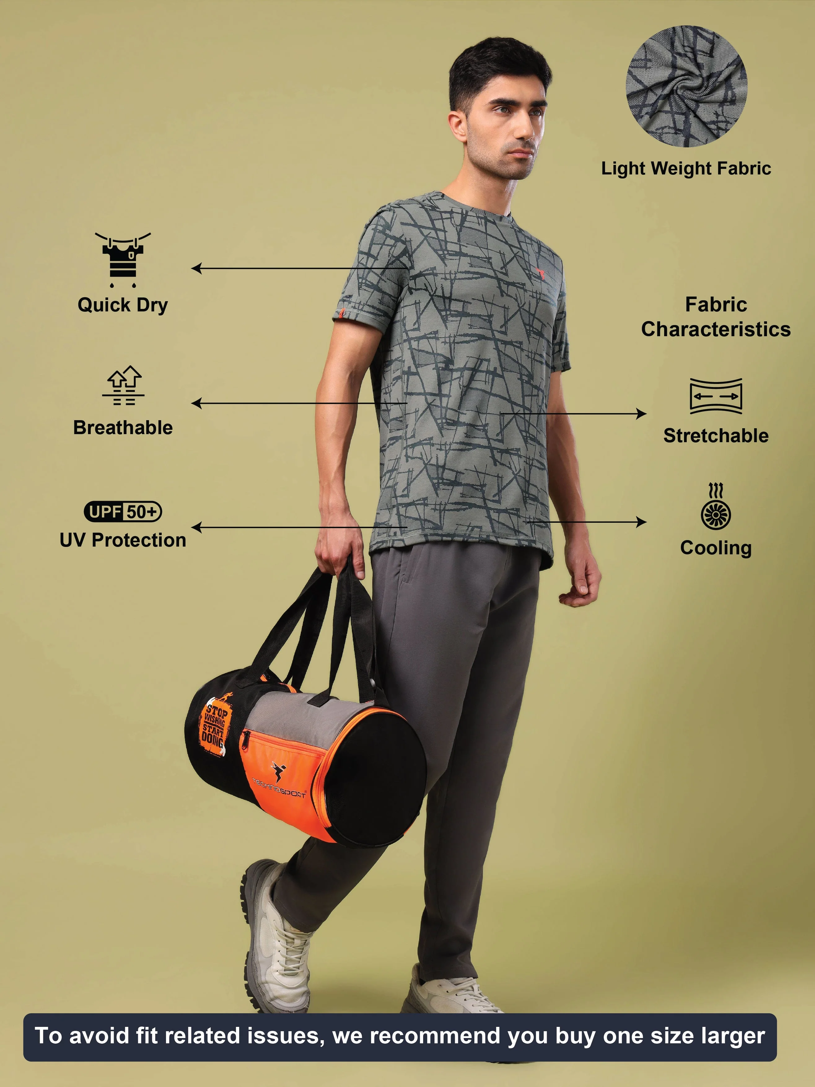 Men Jacquard Slim Fit Crew Neck T-shirt with DOUBLE COOL - Image 4