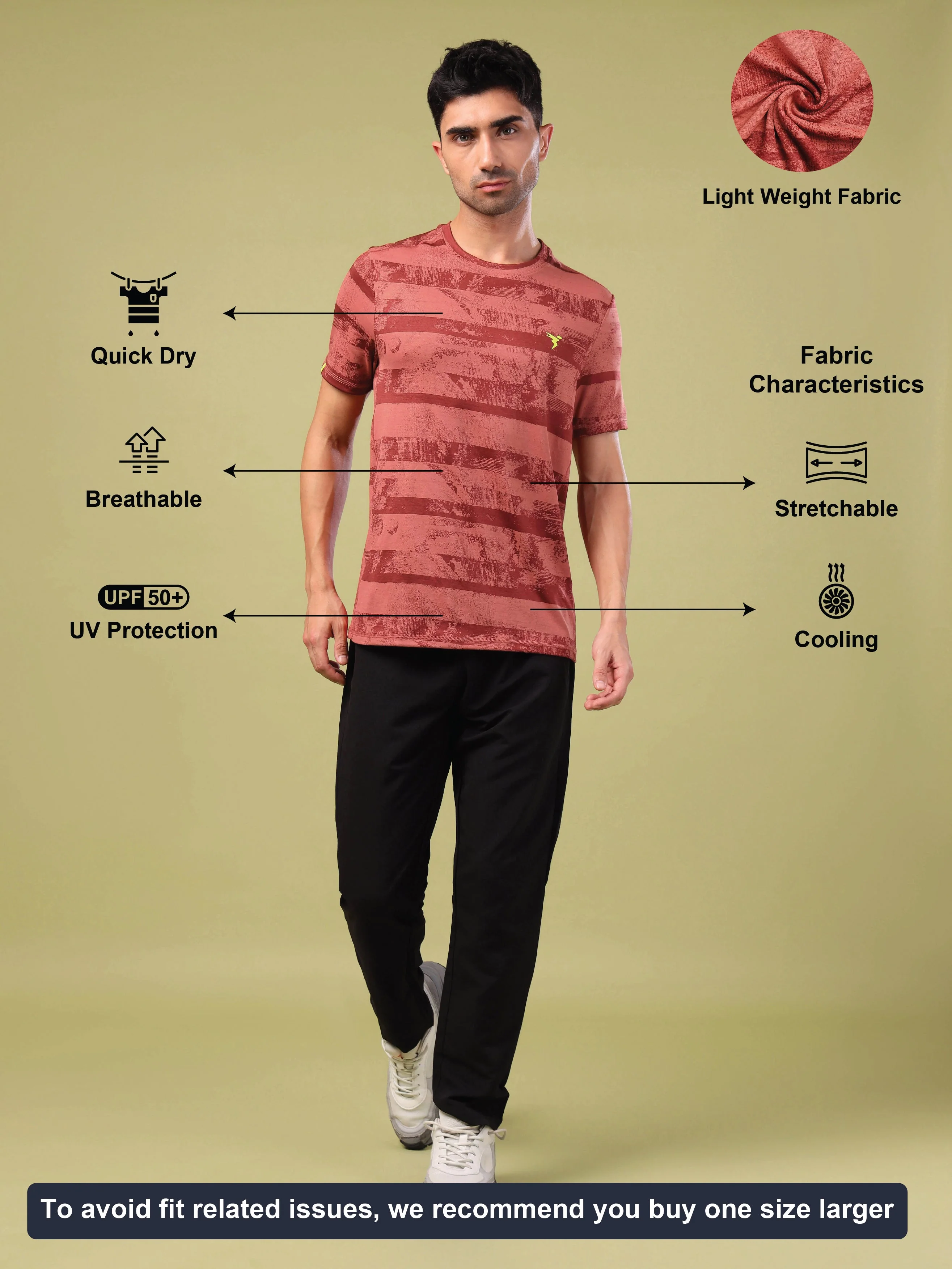 Men Jacquard Slim Fit Crew Neck T-shirt with DOUBLE COOL - Image 4