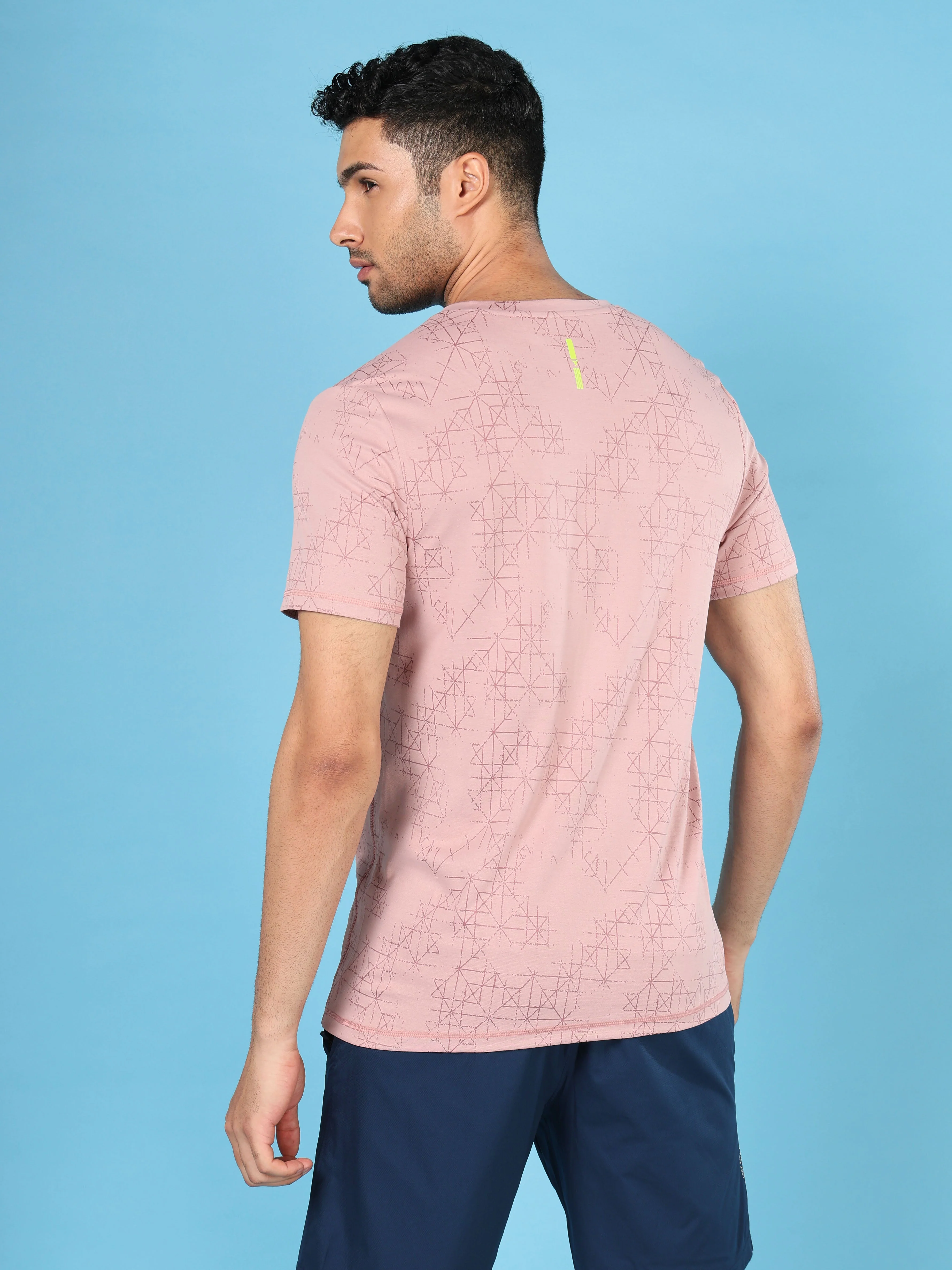 Men Jacquard Slim Fit Crew Neck T-shirt with DOUBLE COOL - Image 3