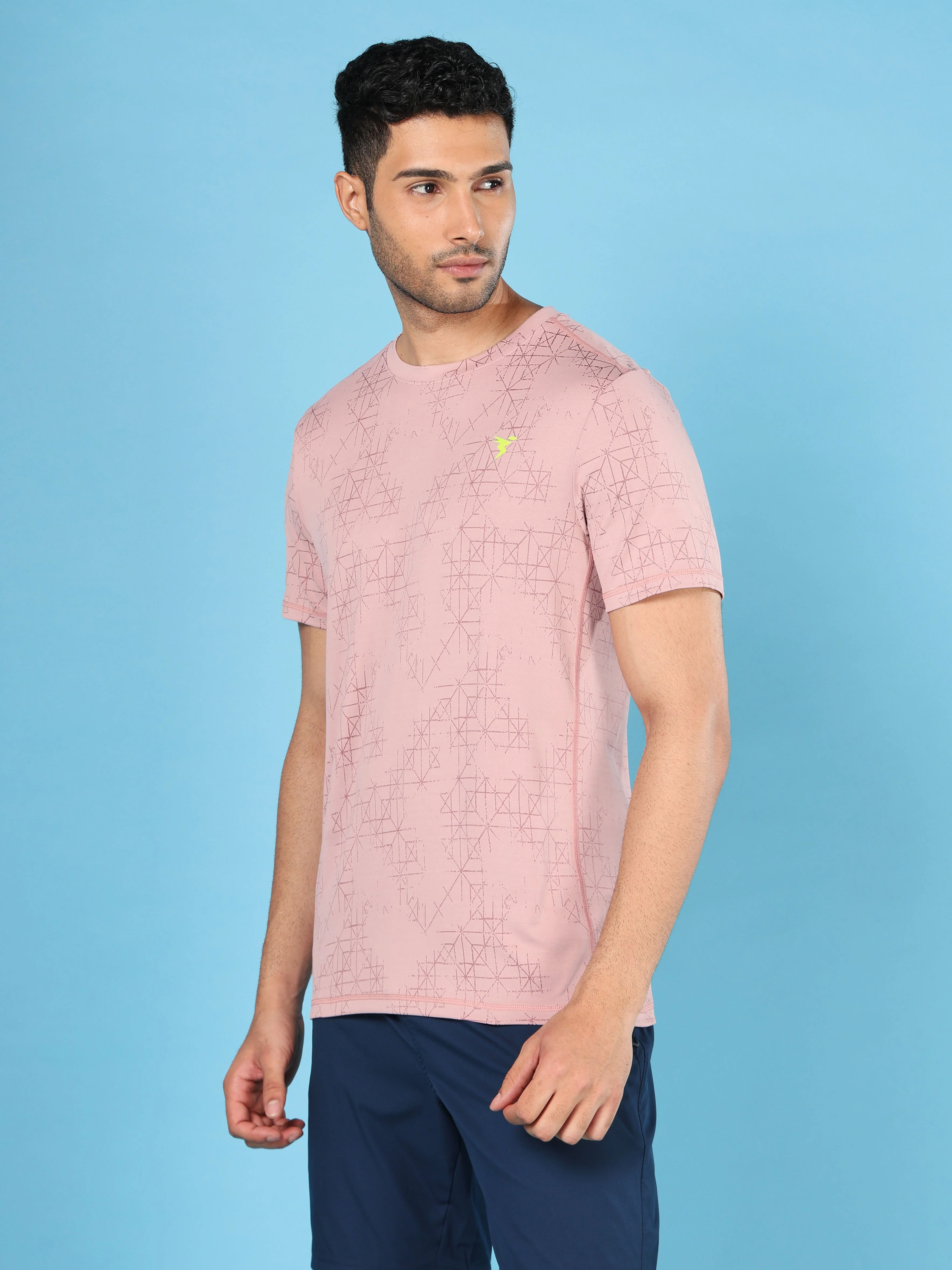 Men Jacquard Slim Fit Crew Neck T-shirt with DOUBLE COOL - Image 4