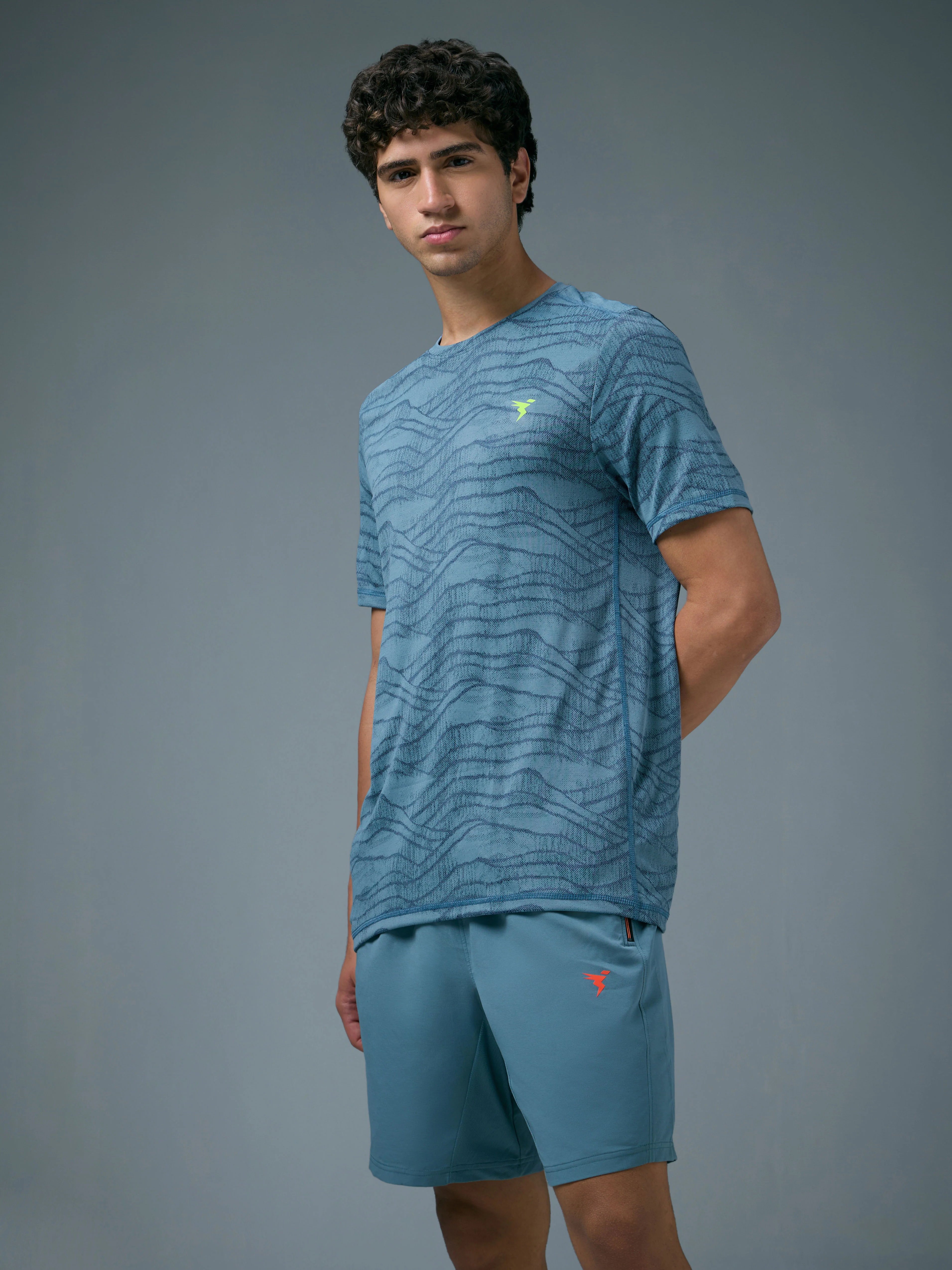 Men Jacquard Slim Fit Crew Neck T-shirt with DOUBLE COOL - Image 4