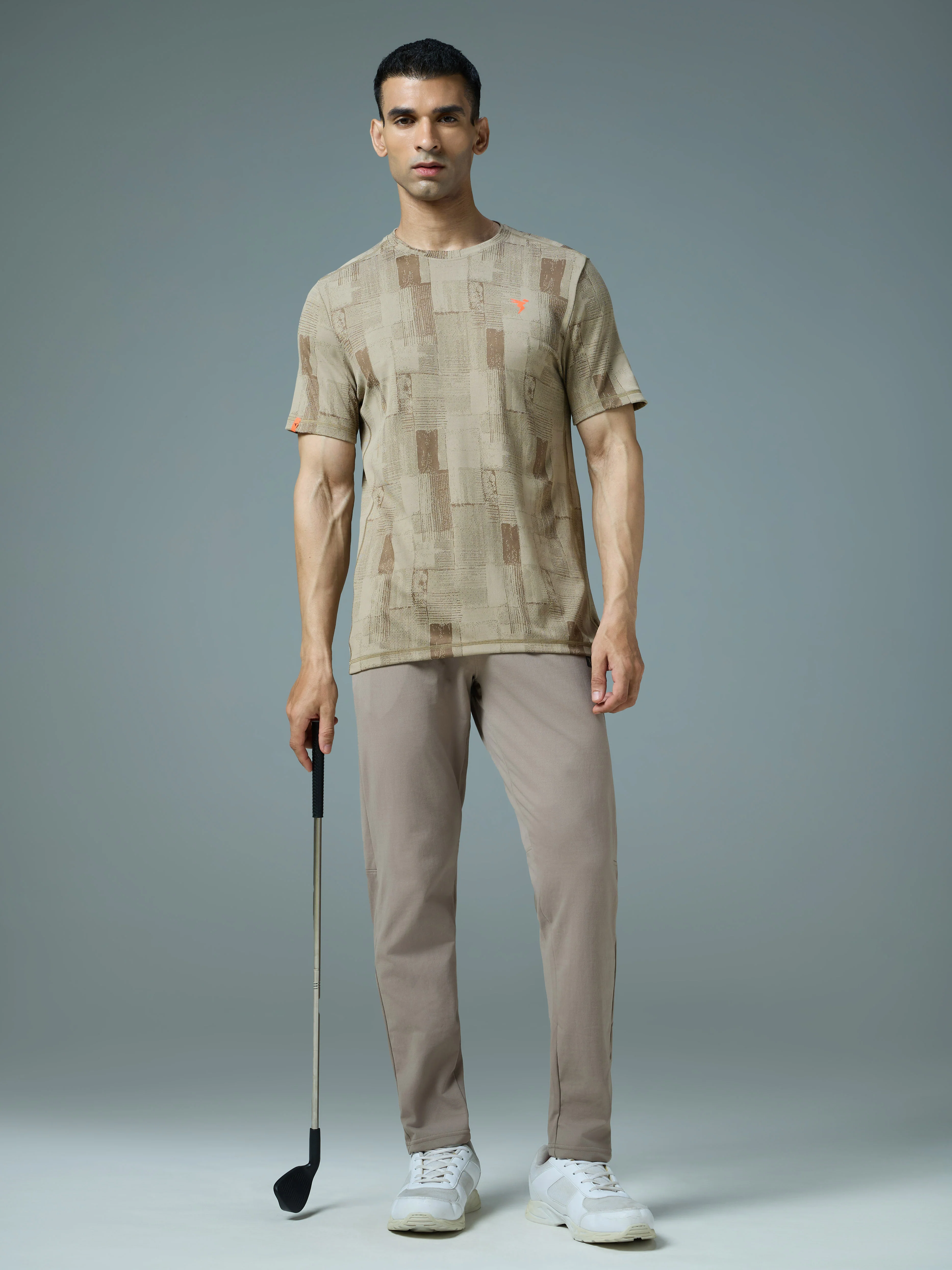 Men Jacquard Slim Fit Crew Neck T-shirt with DOUBLE COOL - Image 5