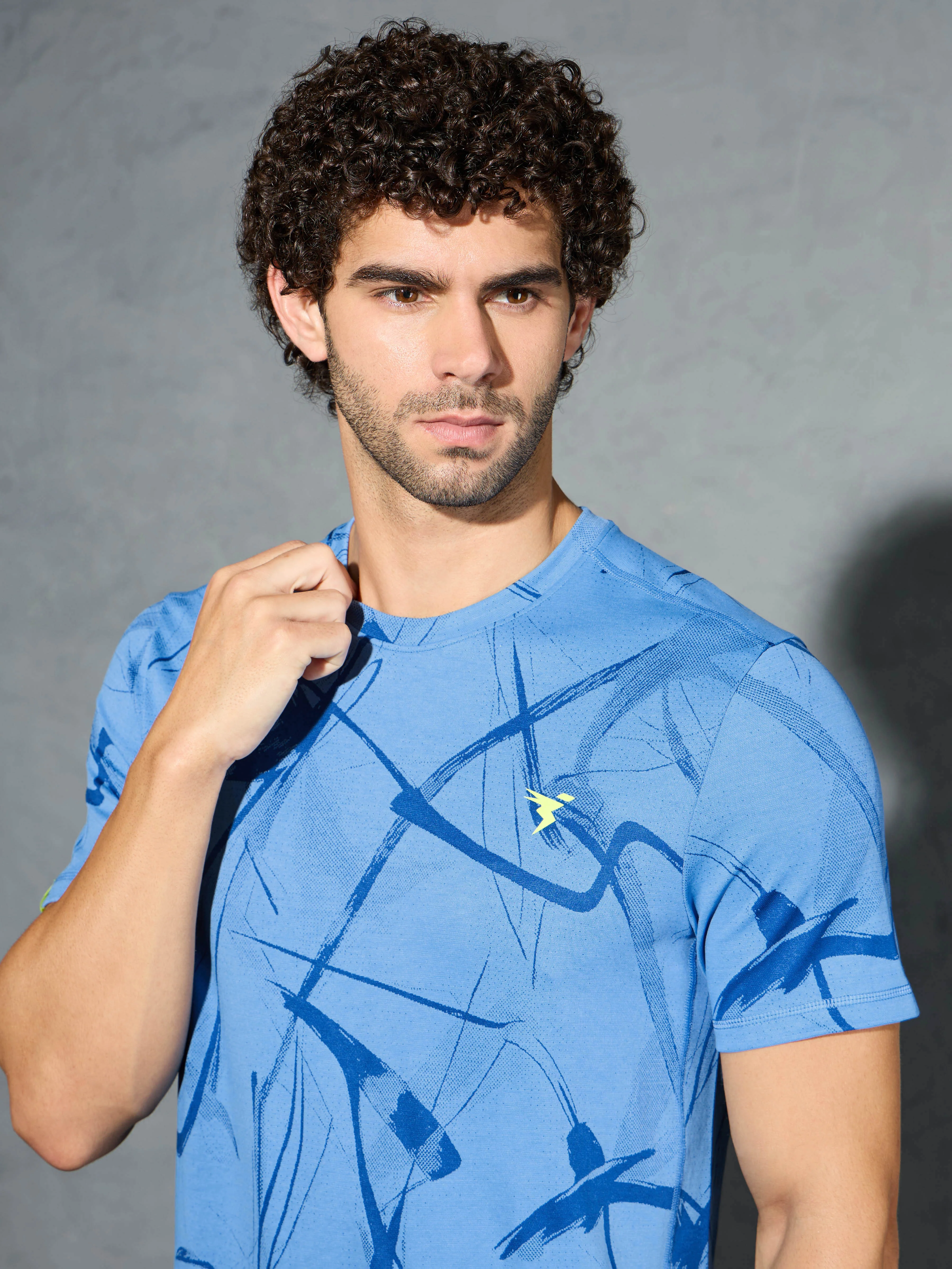 Men Jacquard Slim Fit Crew Neck T-shirt with DOUBLE COOL - Image 6