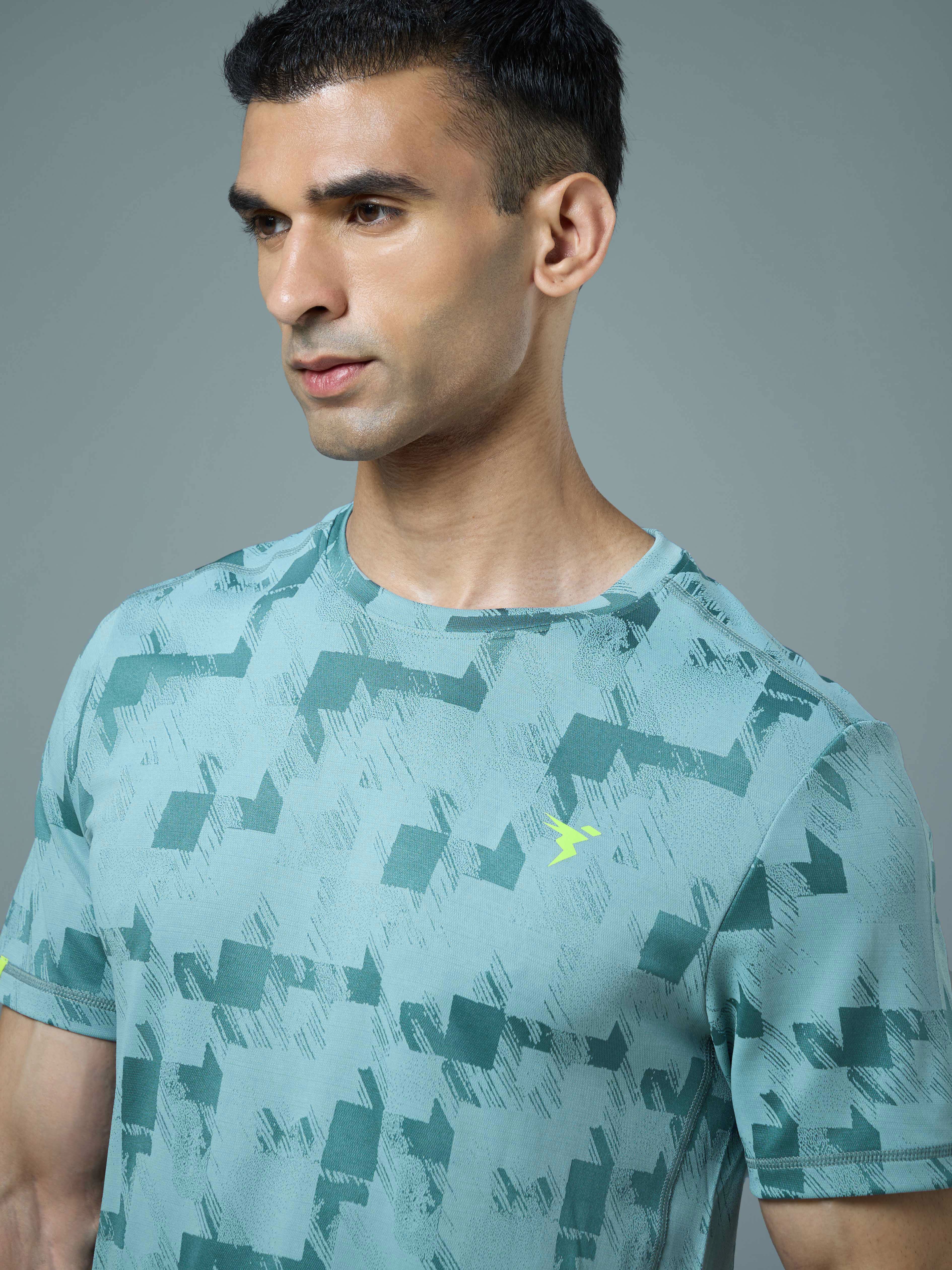 Men Jacquard Slim Fit Crew Neck T-shirt with DOUBLE COOL - Image 6