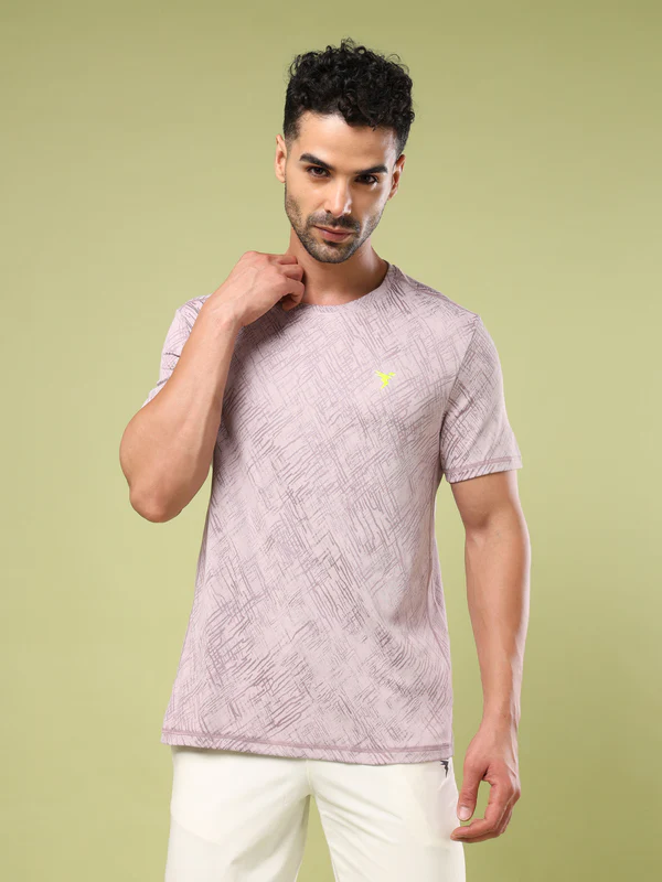 Men Jacquard Slim Fit Crew Neck T-shirt with DOUBLE COOL - Image 2