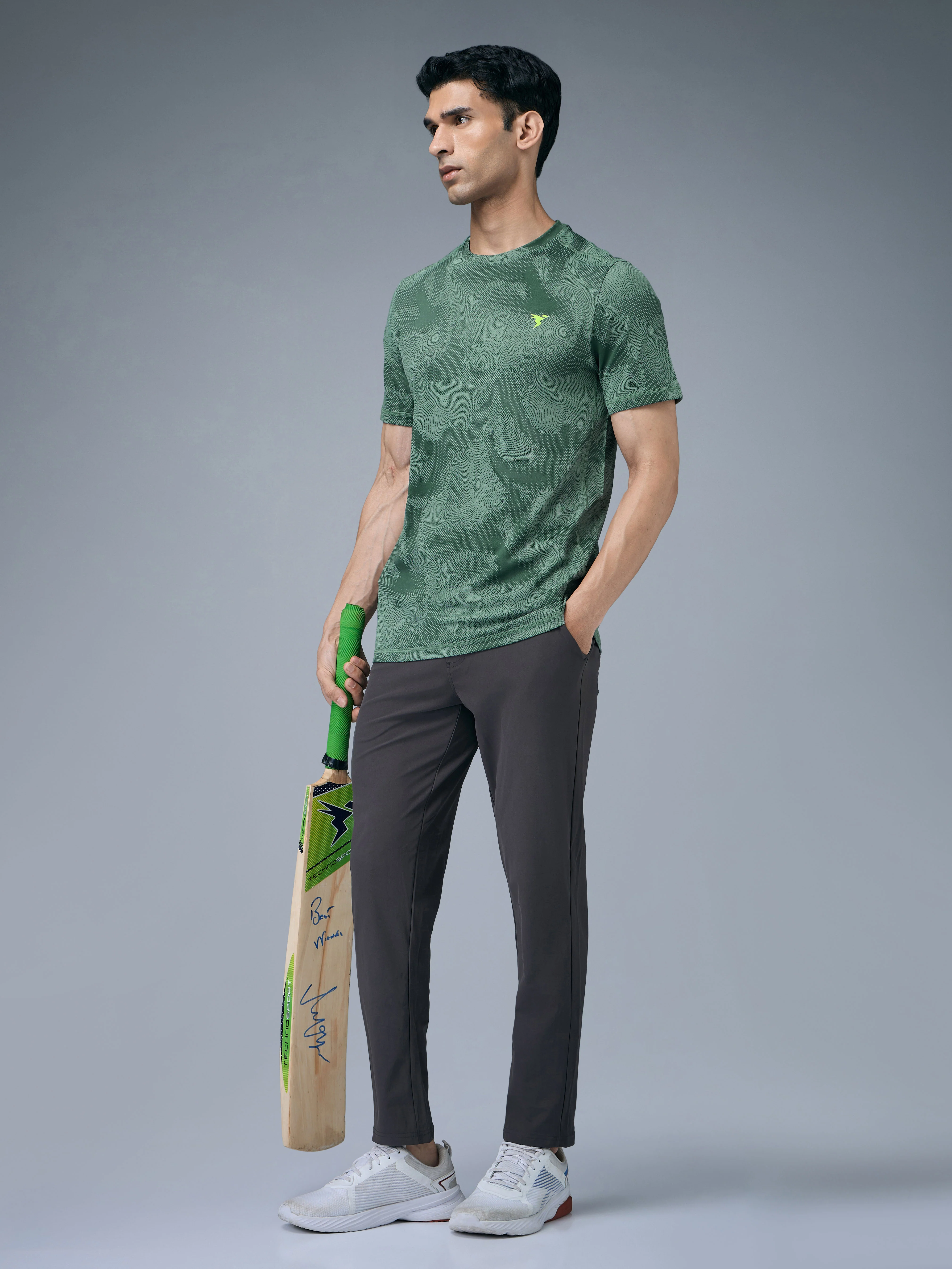 Men Jacquard Slim Fit Crew Neck T-shirt with DOUBLE COOL - Image 5