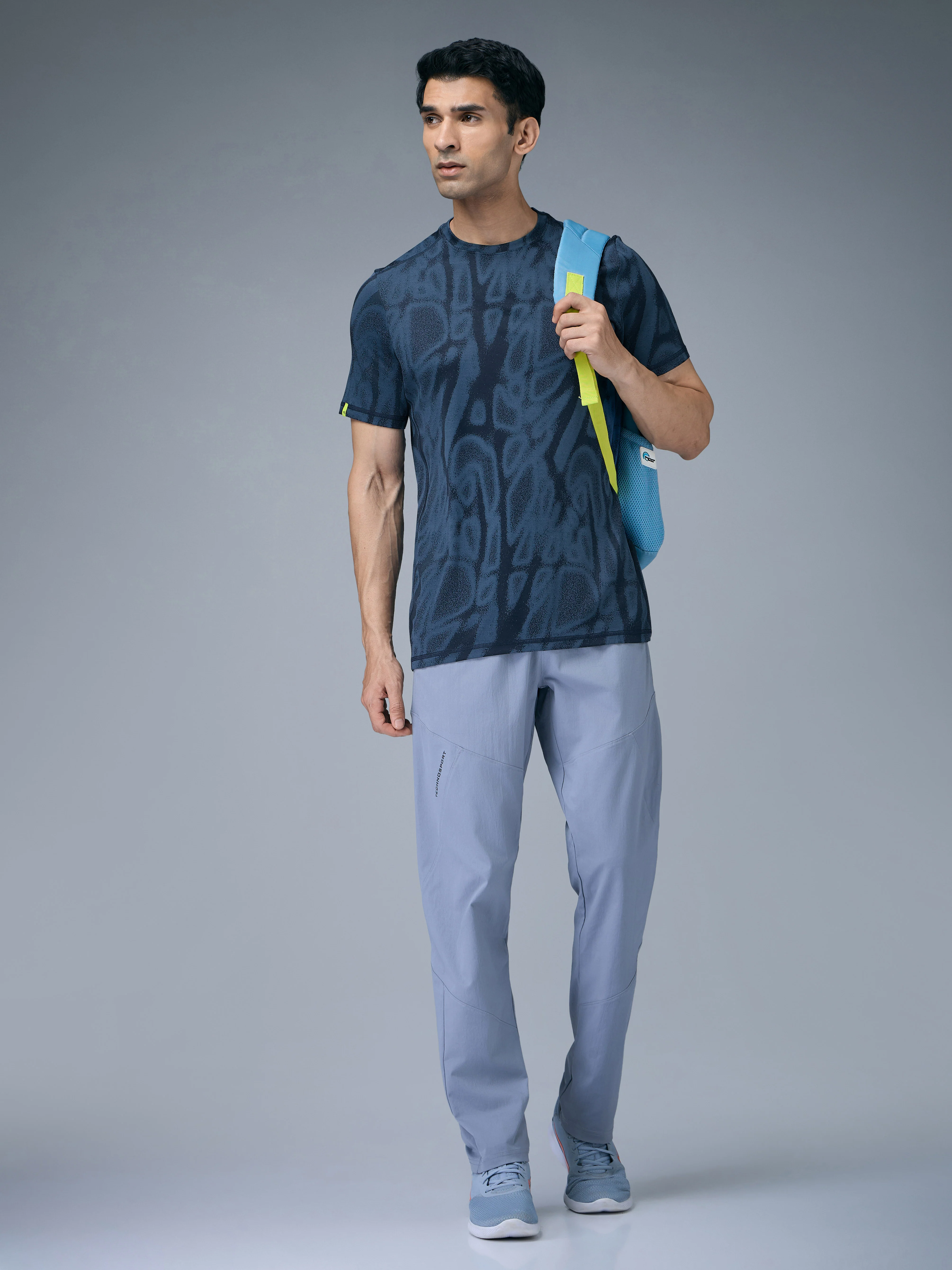 Men Jacquard Slim Fit Crew Neck T-shirt with DOUBLE COOL - Image 5