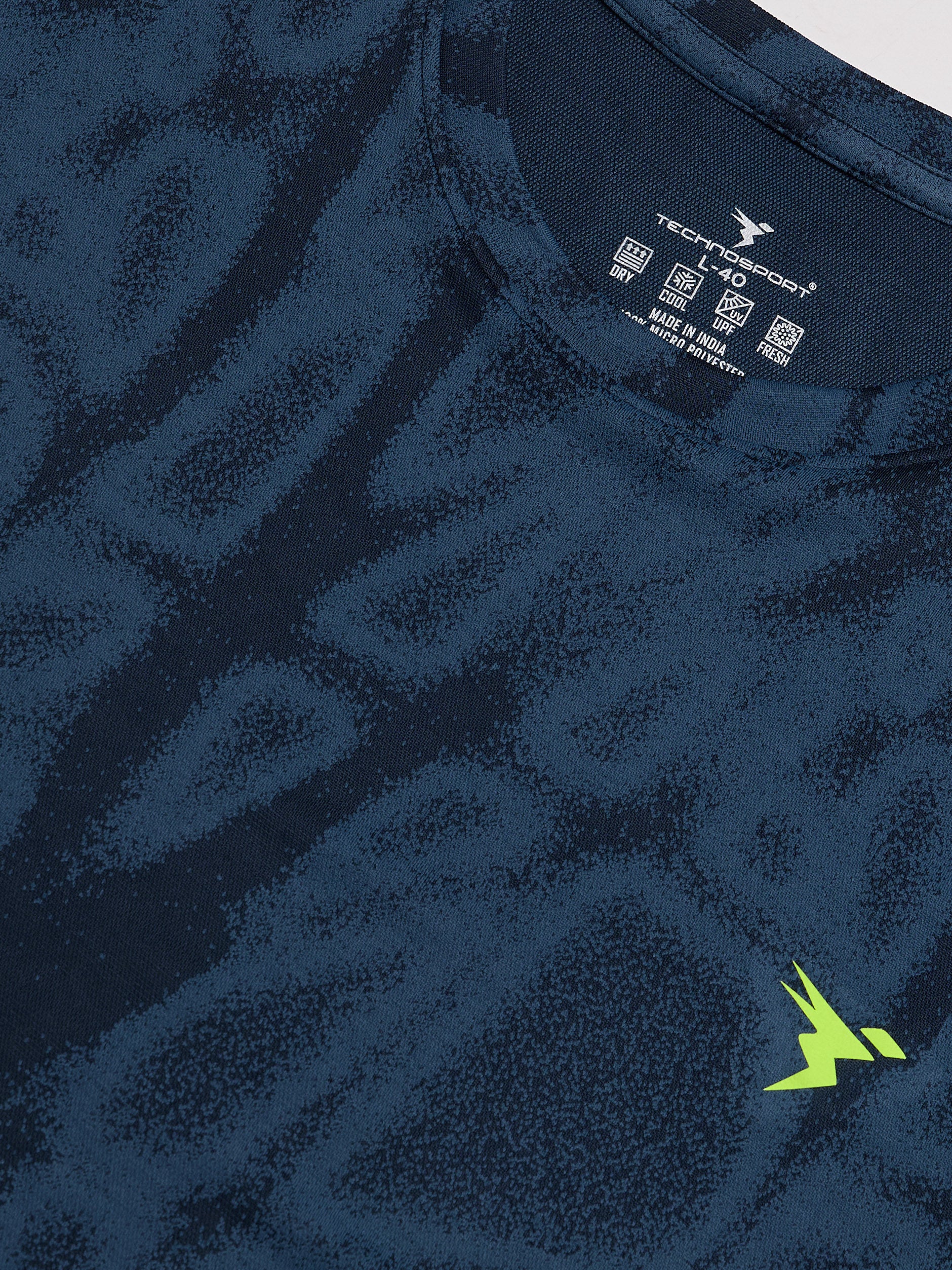 Men Jacquard Slim Fit Crew Neck T-shirt with DOUBLE COOL - Image 8