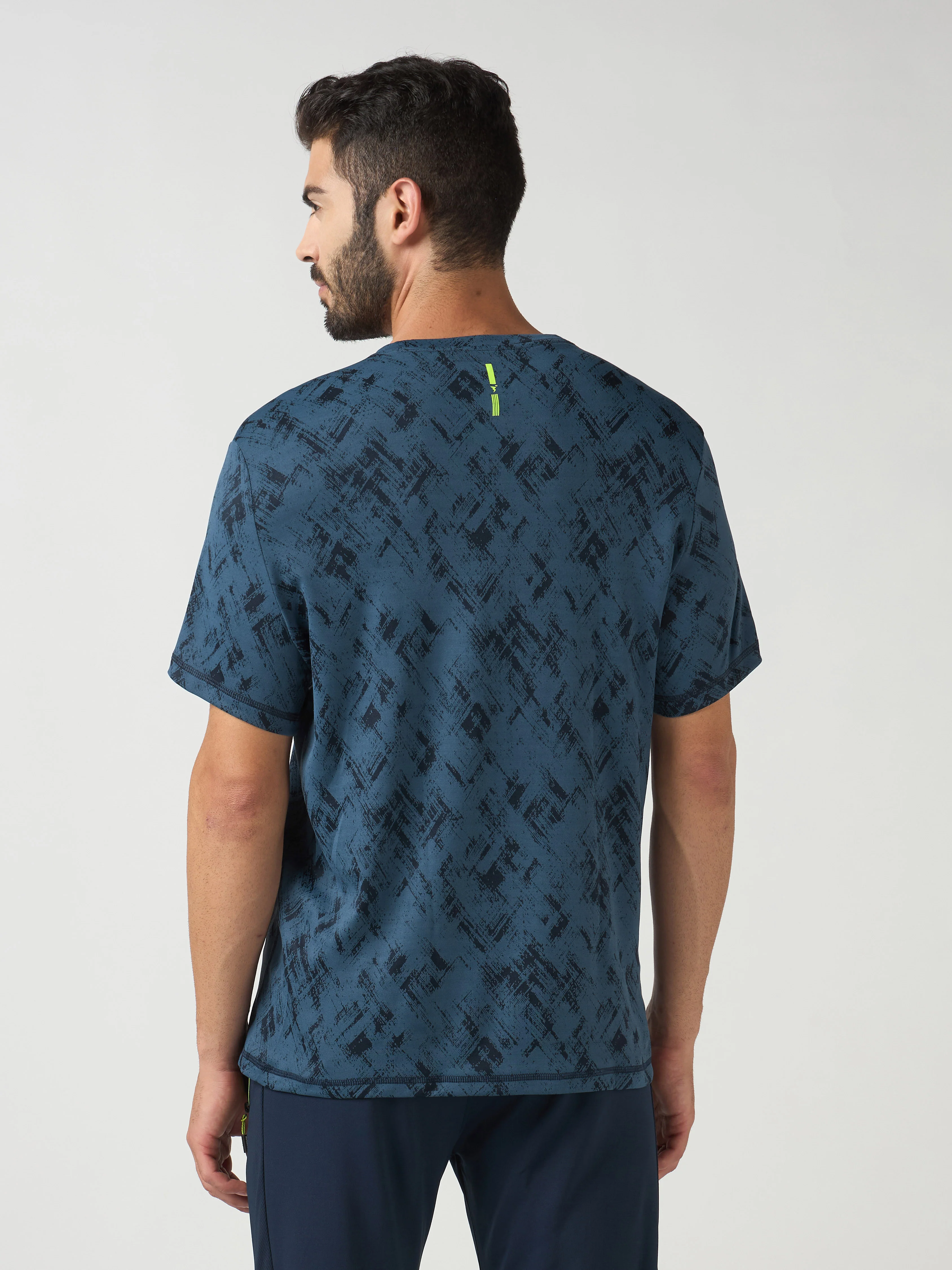 Men Jacquard Slim Fit Crew Neck T-shirt with DOUBLE COOL - Image 3