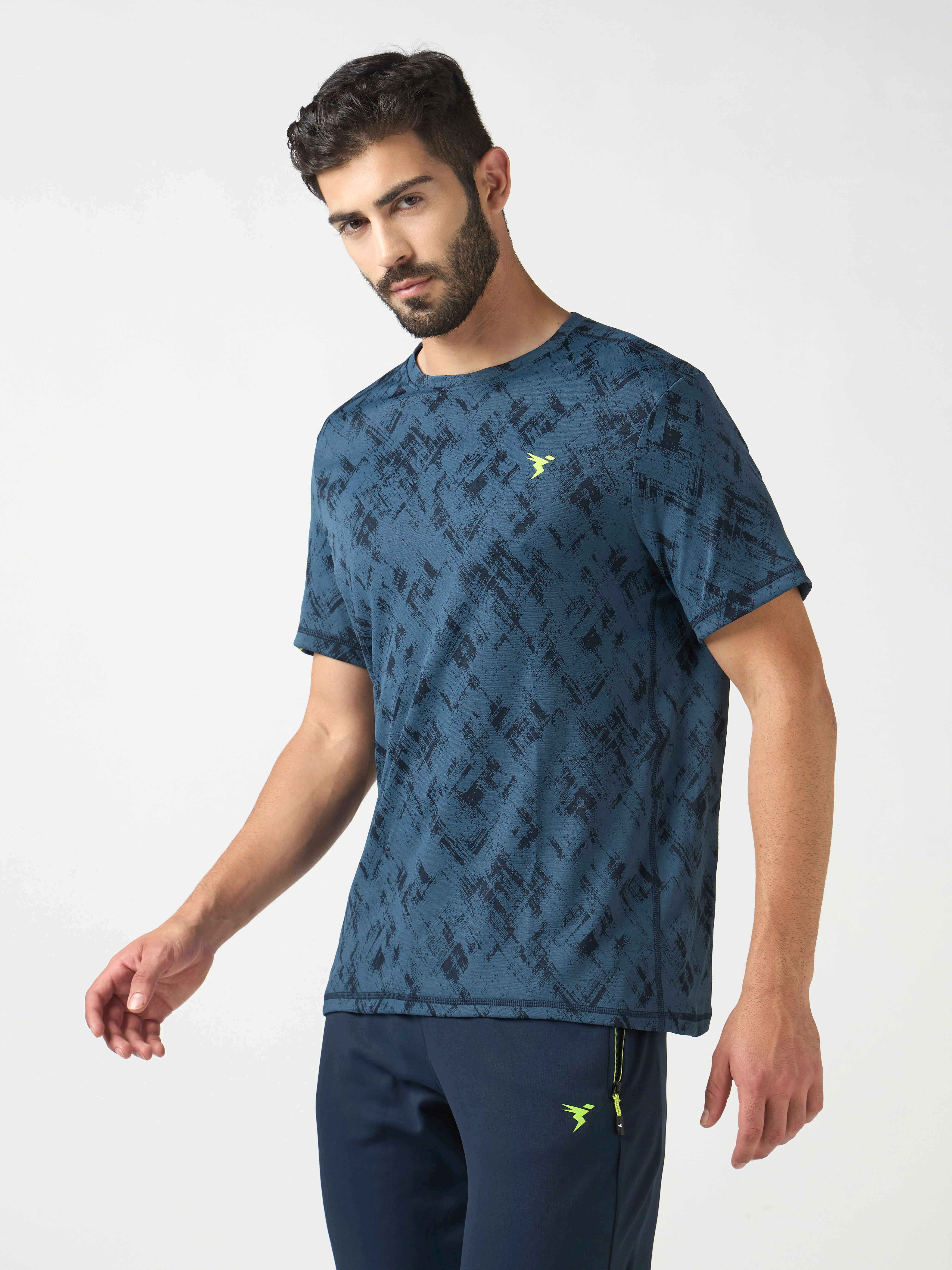 Men Jacquard Slim Fit Crew Neck T-shirt with DOUBLE COOL - Image 4