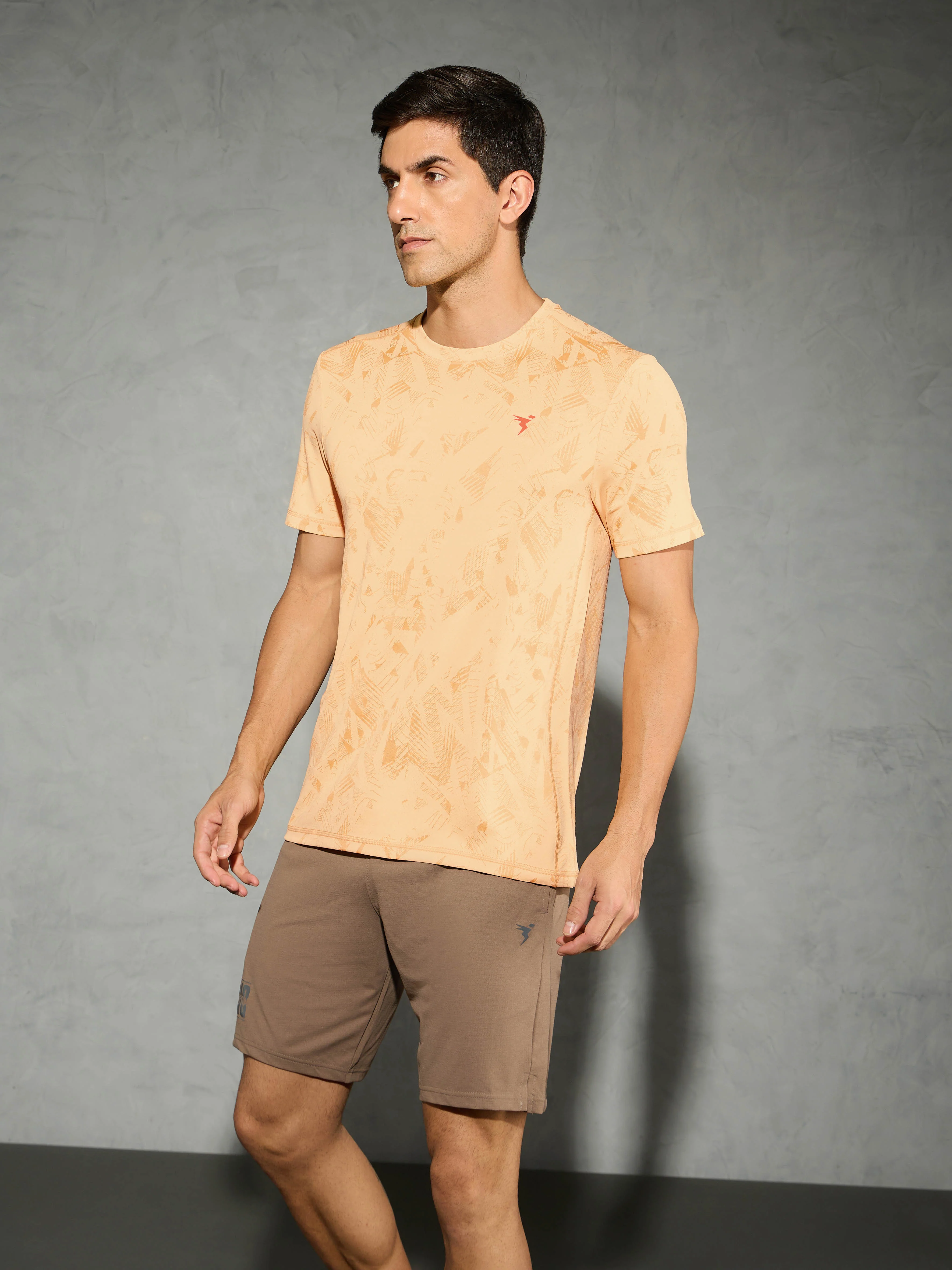 Men Jacquard Slim Fit Crew Neck T-shirt with DOUBLE COOL - Image 3