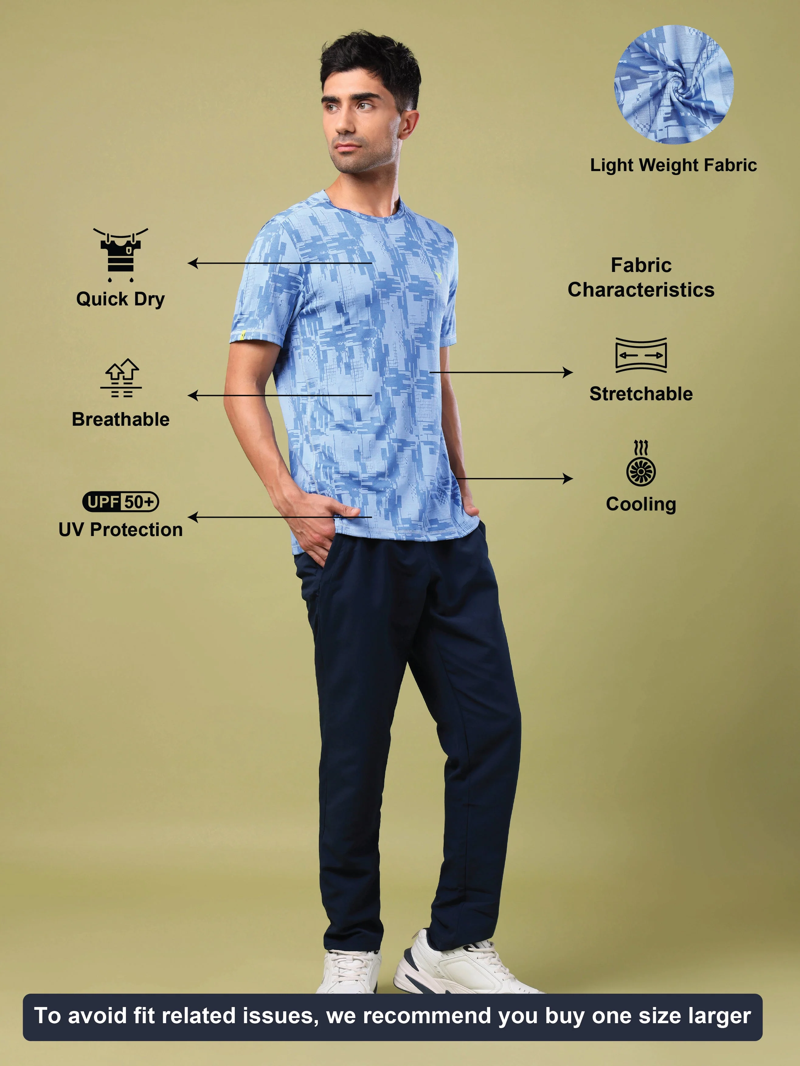 Men Jacquard Slim Fit Crew Neck T-shirt with DOUBLE COOL - Image 4