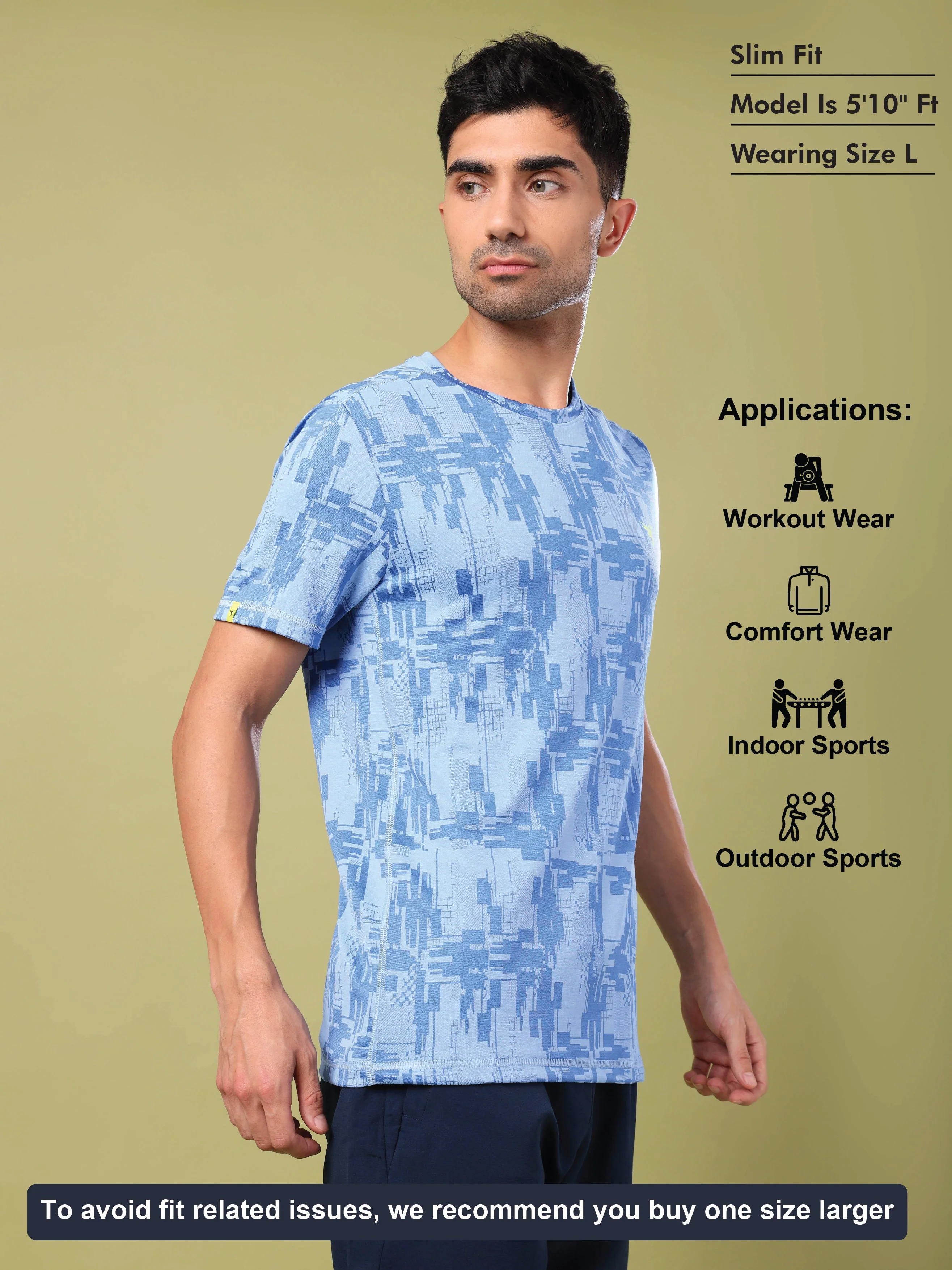 Men Jacquard Slim Fit Crew Neck T-shirt with DOUBLE COOL - Image 5