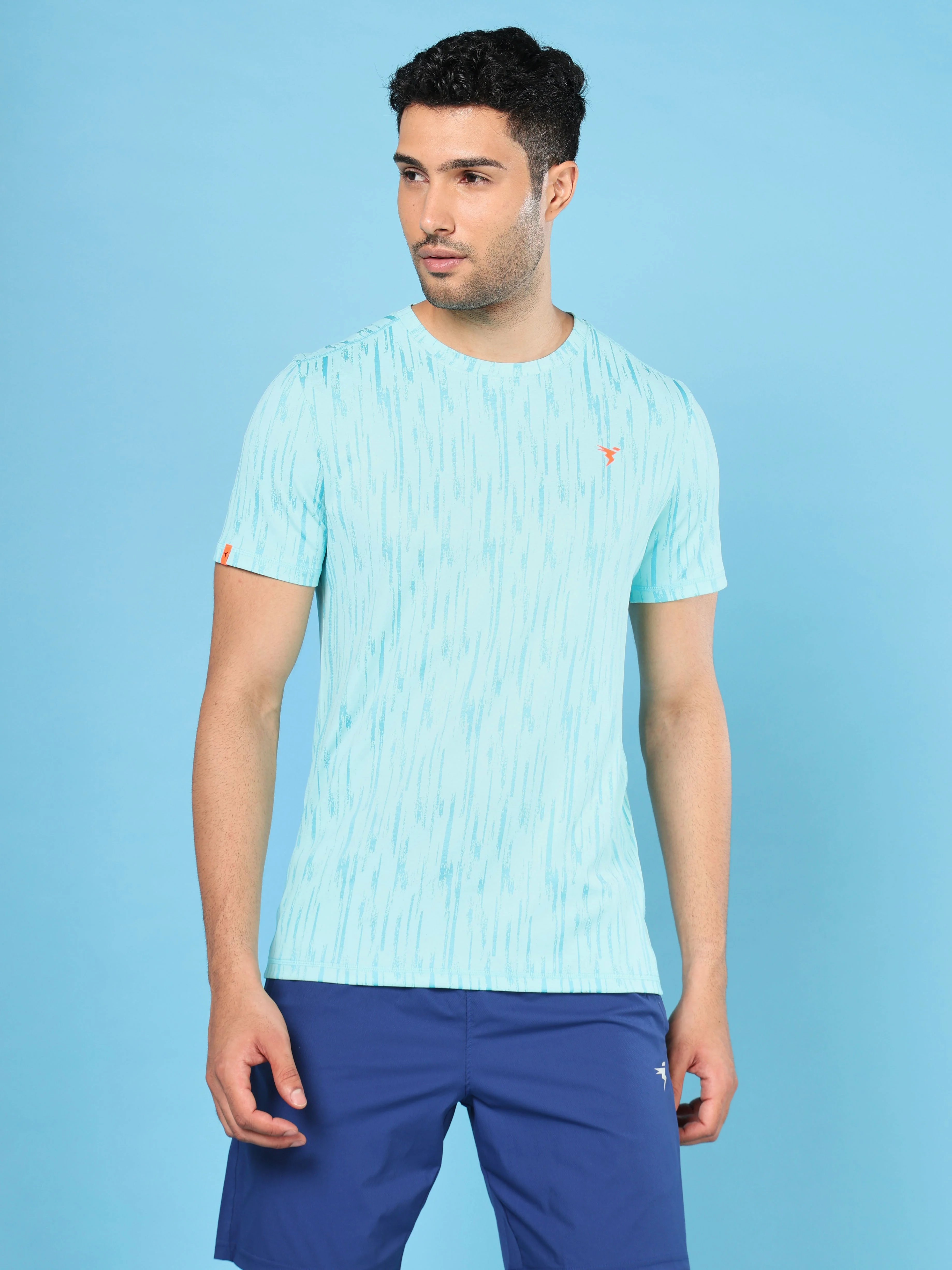 Men Jacquard Slim Fit Crew Neck T-shirt with DOUBLE COOL - Image 3