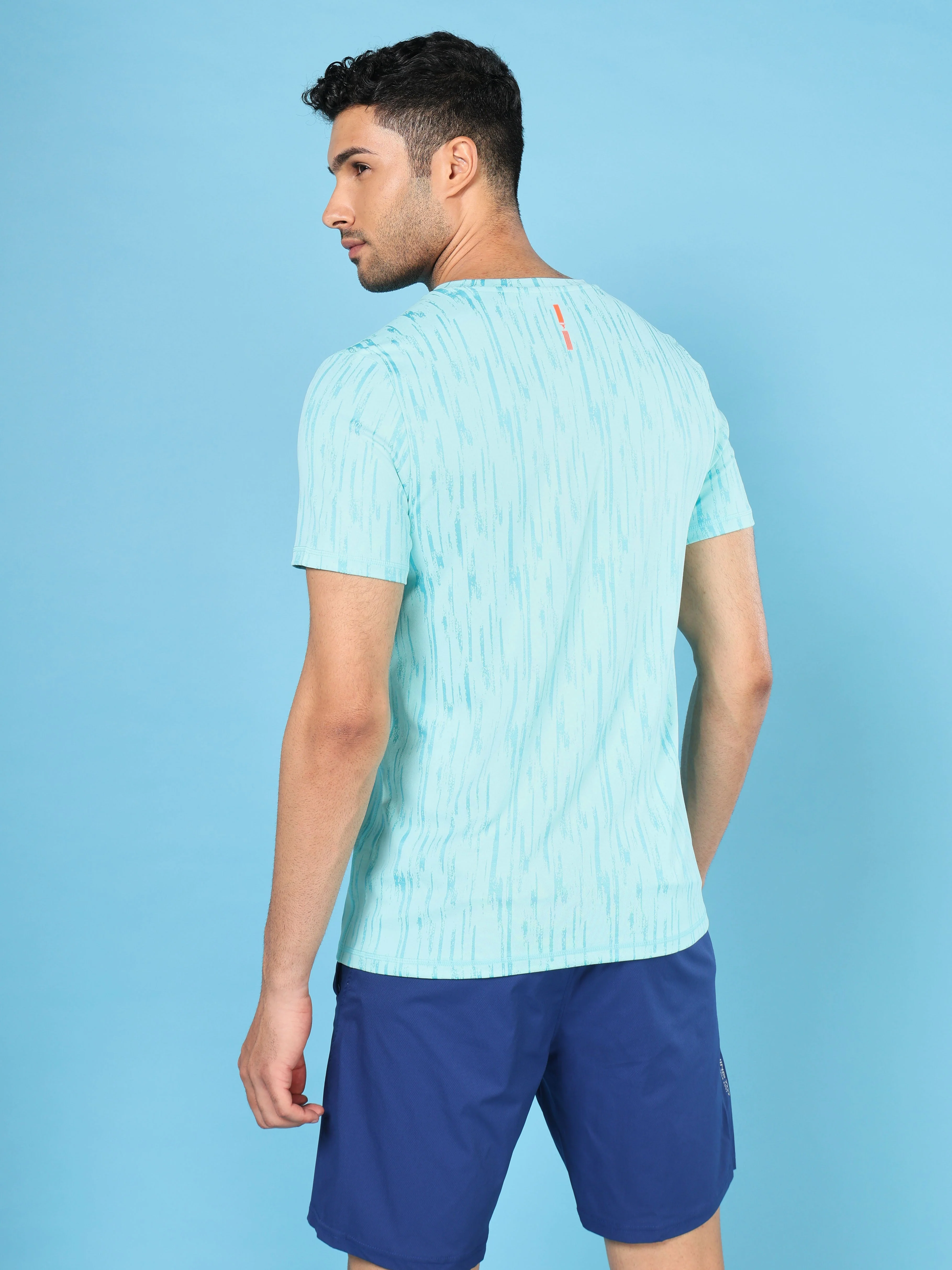 Men Jacquard Slim Fit Crew Neck T-shirt with DOUBLE COOL - Image 4