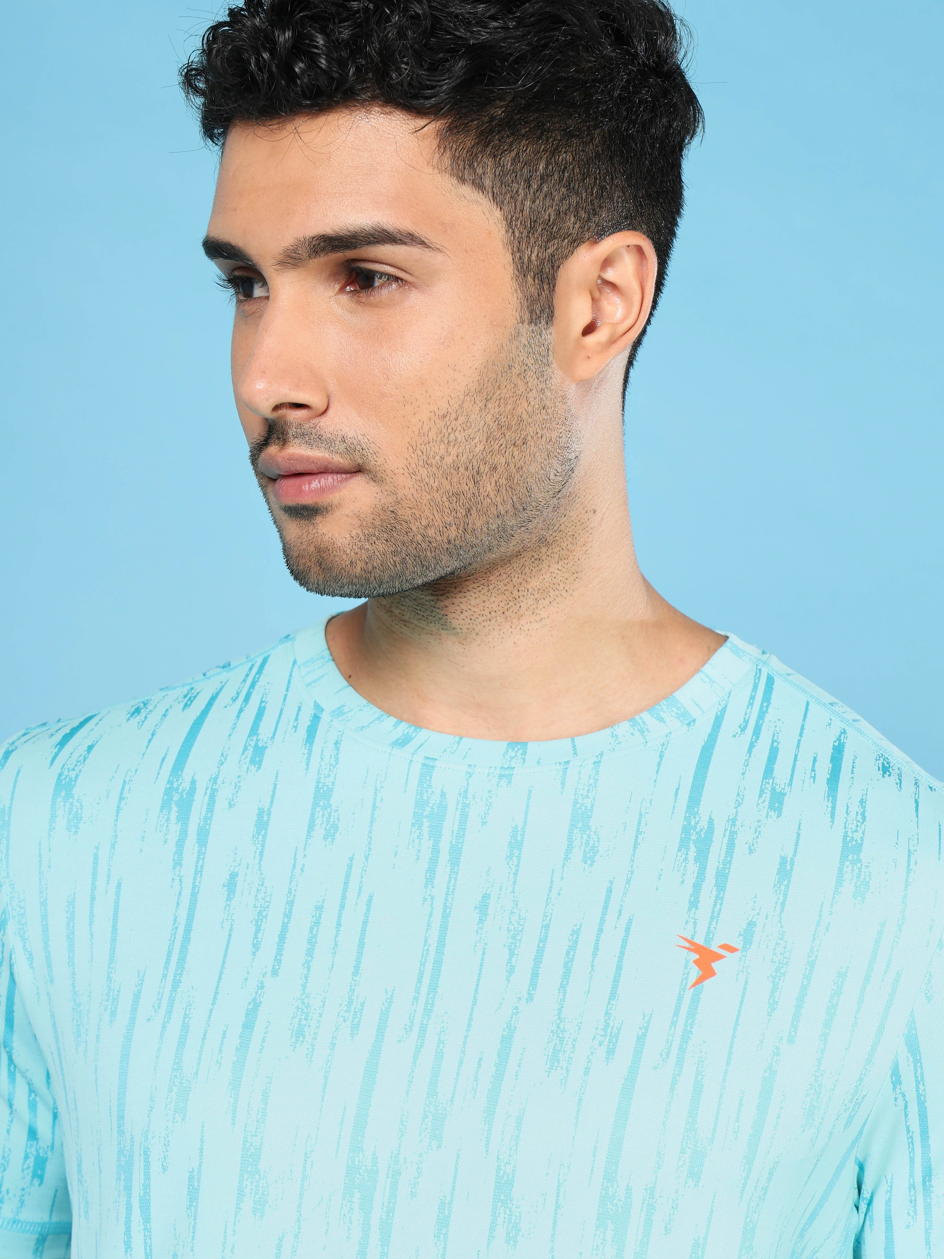 Men Jacquard Slim Fit Crew Neck T-shirt with DOUBLE COOL - Image 7